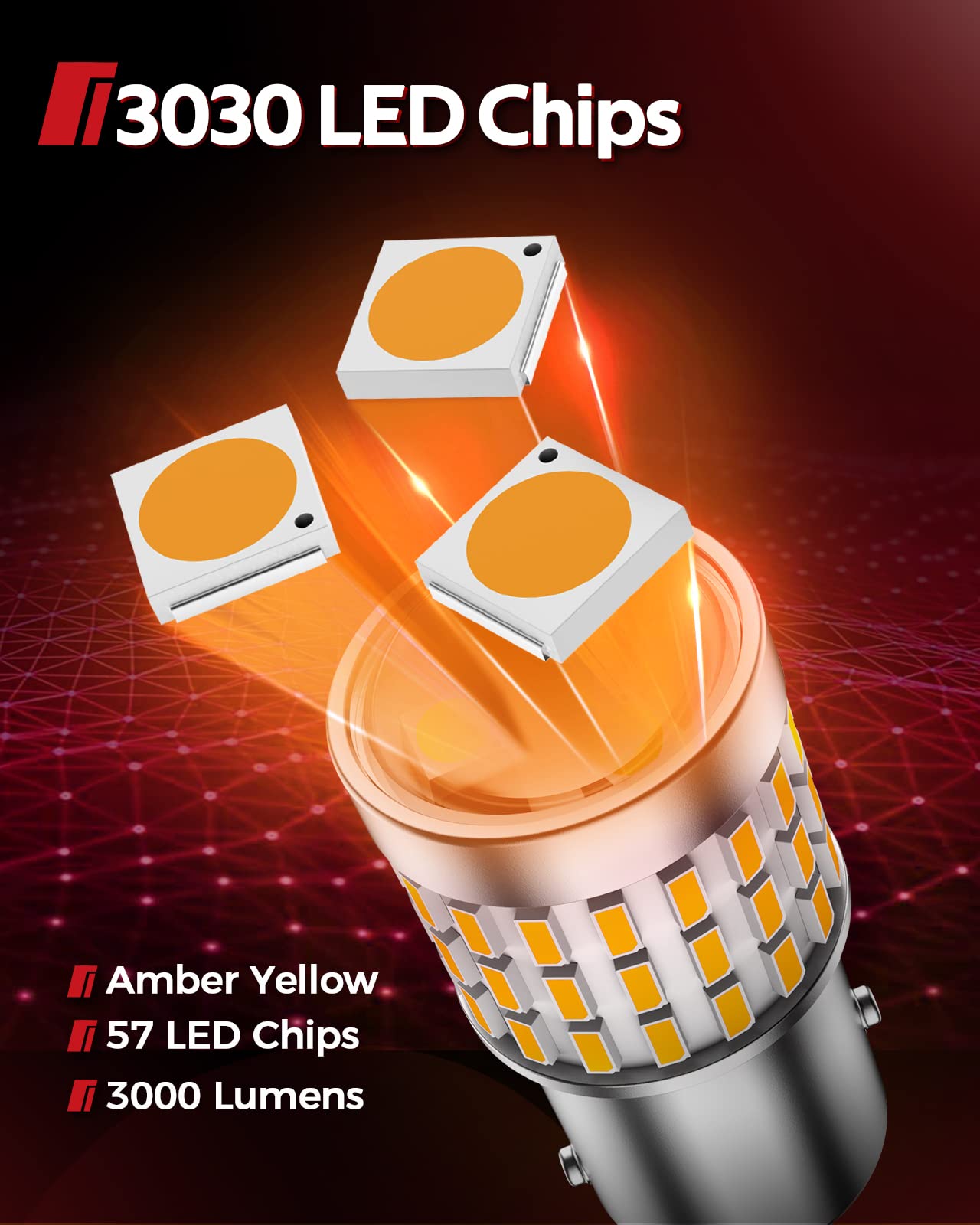 Torchbeam 1157 Amber Led Bulbs, Bay15D 7528 2057 2357 Led Car Bulb 12V-24V Turn Signal Bulbs Replacement For Brake Tail Lights, Parking Lights, Side Marker Light, Turn Signal Lights, 2Pcs