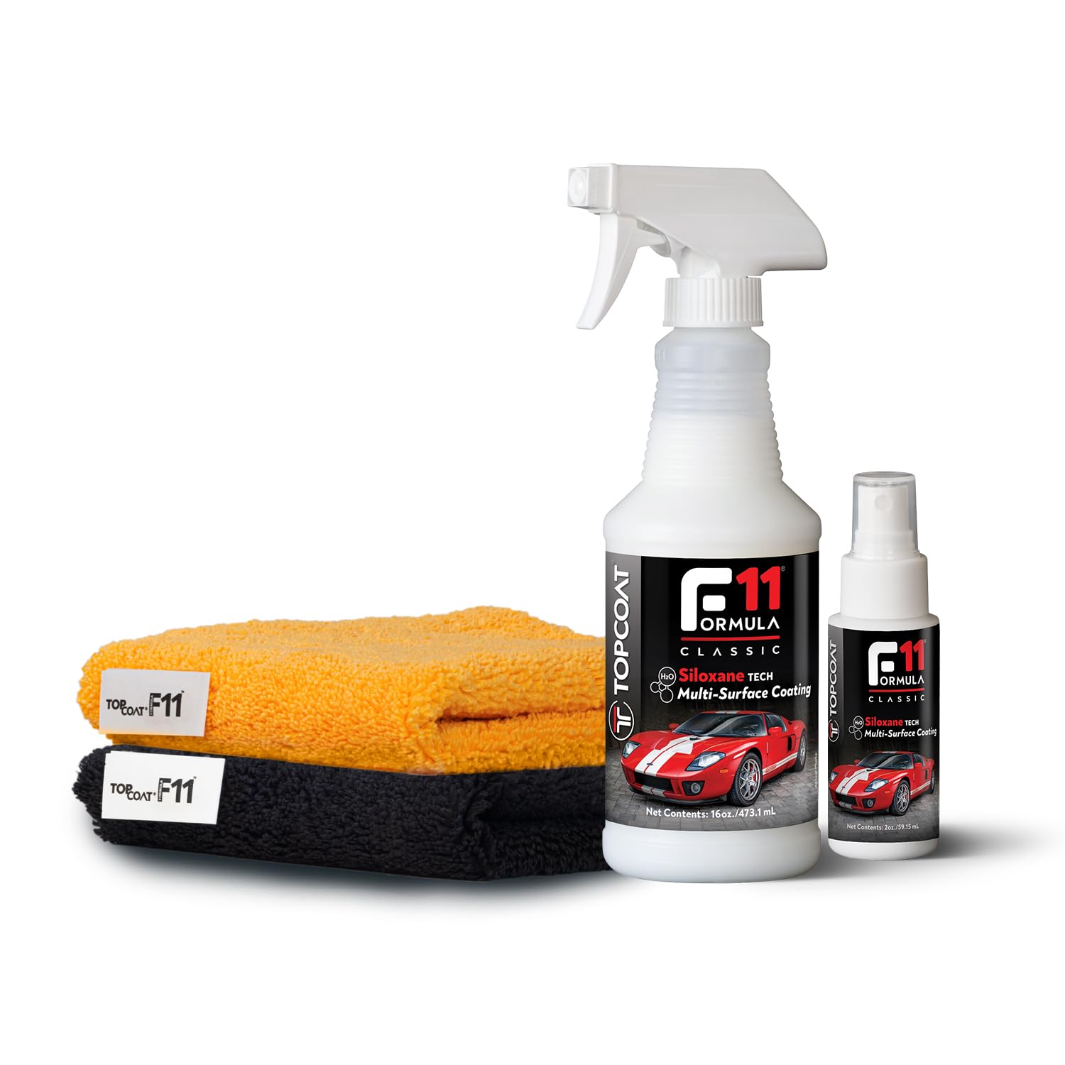 Topcoat F11 Polish & Sealer For Cars, Bikes And More – Water-Based Alternative To Ceramic Wax - 16 Oz F11 Kit With Travel Bottle And 2 Microfiber Towels