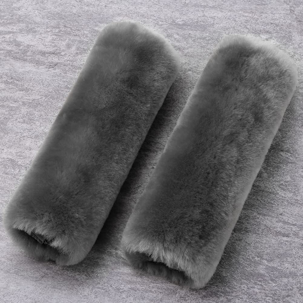 Genuine Sheepskin Soft Fuzzy Car Seat Belt Pad,2 Pack Fluffy Seat Belt Cover For Shoulder Pad Neck Cushion Protector Car Accesso
