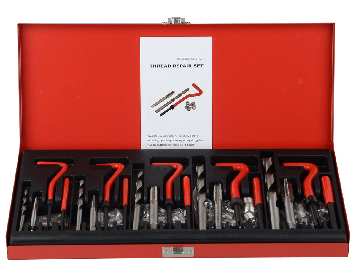Dayuan 131Pcs Helicoil Metric Thread Repair Kit, Hss Drill Thread Insert Repair Tool M5 M6 M8 M10 M12