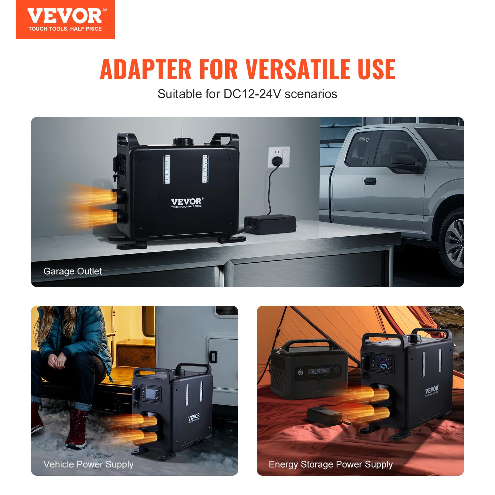 VEVOR 8KW Diesel Heater, 12V/24V All in One Diesel Air Heater, Bluetooth APP Control, Remote Control and Display Screen, CO Alar