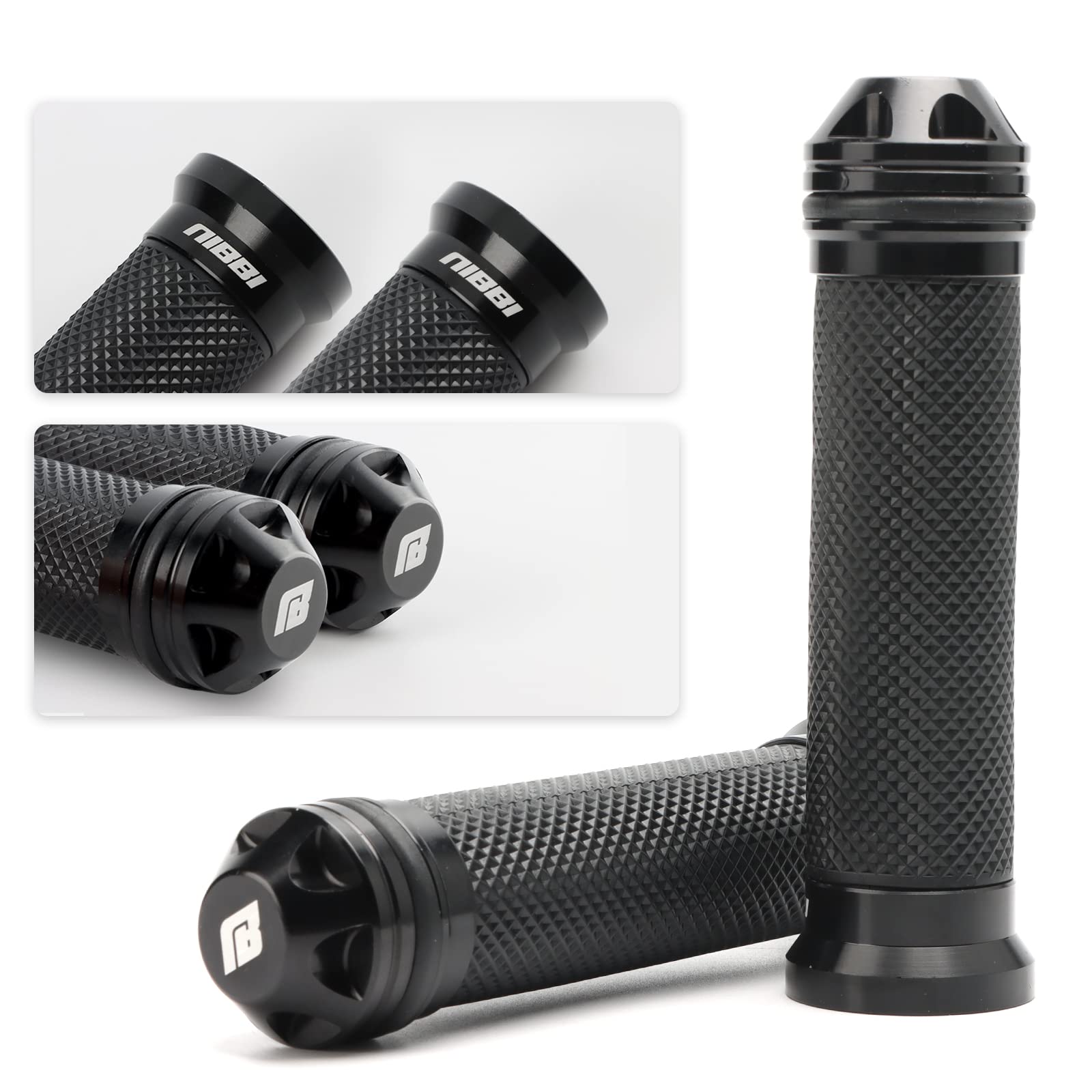 Nibbi Motorcycle Hand Grips, Racing Cnc Aluminum & Soft Rubber Handlebar,7/8' Handle Grips For Atv Gy6 Scooter
