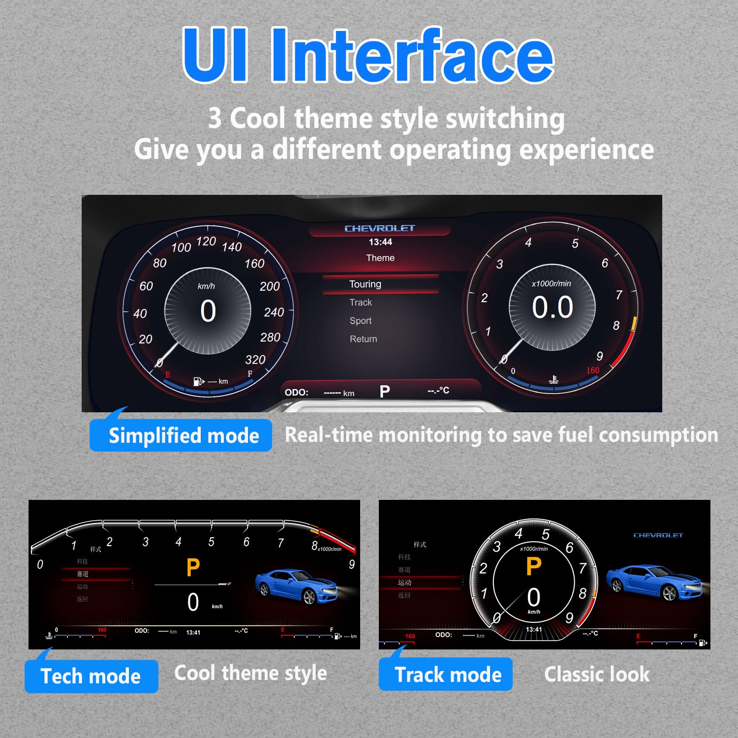 XUENAV Digital Dash for 2010-2015 Chevrolet Camaro SS | LCD Speedometer Instrument Panel Upgrade | ABS Material