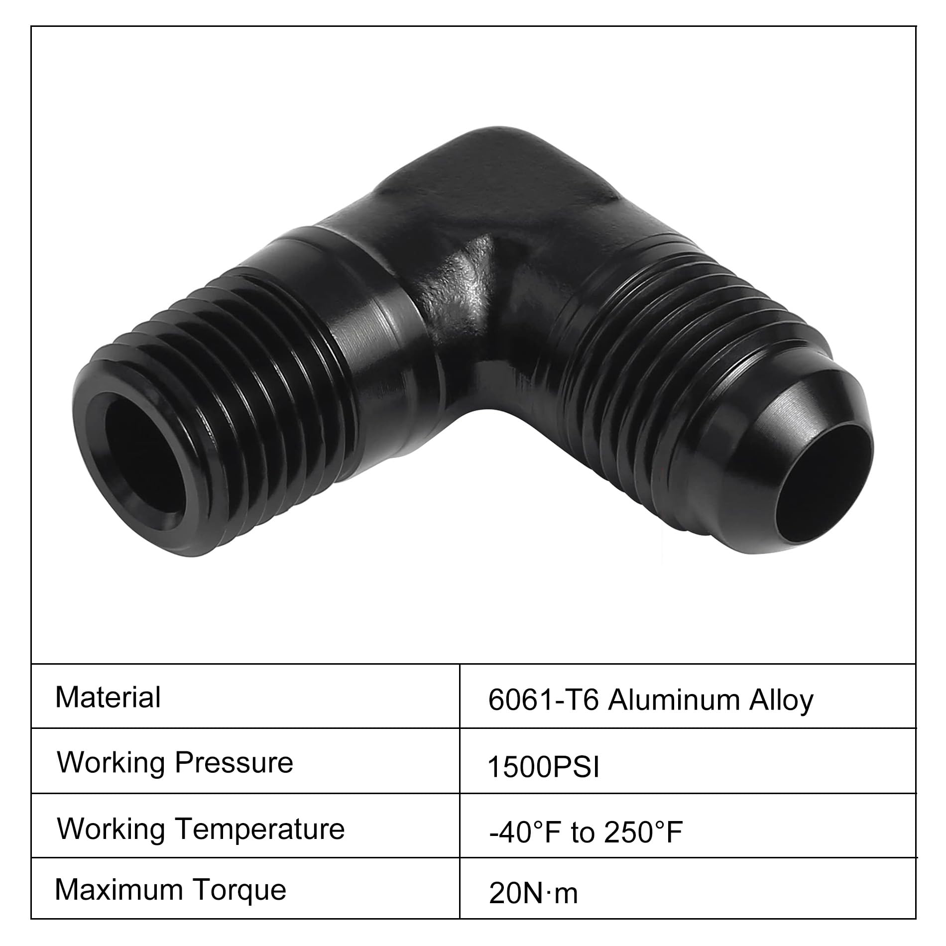 Evil Energy 6An To 1/4'' Npt Male 90 Degree Fitting Adapter Aluminum 2Pcs