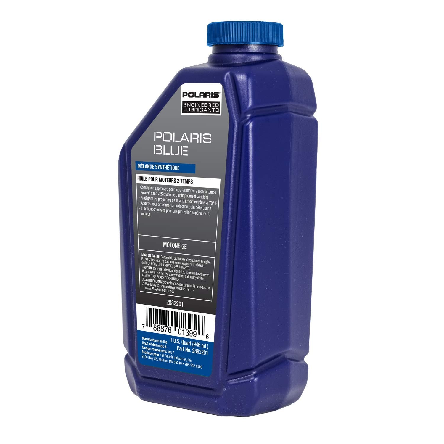 Polaris Blue Synthetic Blend 2-Cycle Engine Oil 1 Quart 2882201 Oem Snowmobiles