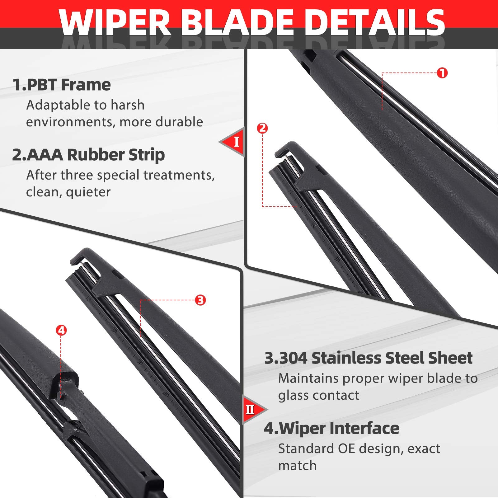 Replacement For Scion Xb 2004-2006, Rear Windshield Wiper Back Arm Blade Set - Otuayauto Factory Oem Style