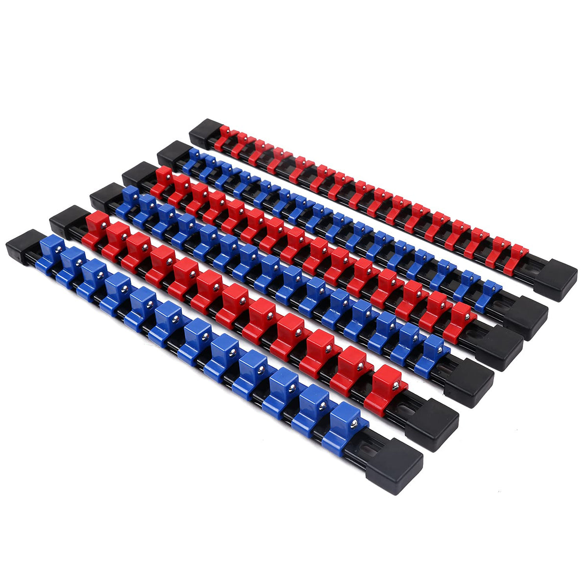 Swanlake Organizer Socket Holder, 6Pcs 1/4-Inch X 48 Clips, 3/8-Inch X 45 Clips, 1/2-Inch X 36 Clips, Premium Quality Socket Cli