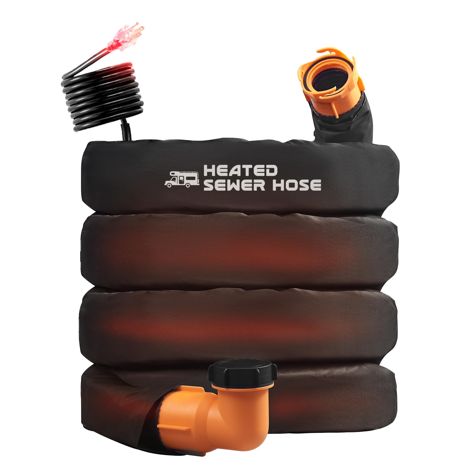 Rehoseup 15Ft Sewer Hose With Heated Sleeve,Black Rv Sewer Hose Kit ,Sewer Hose For Rv Camper/Rv Accessories