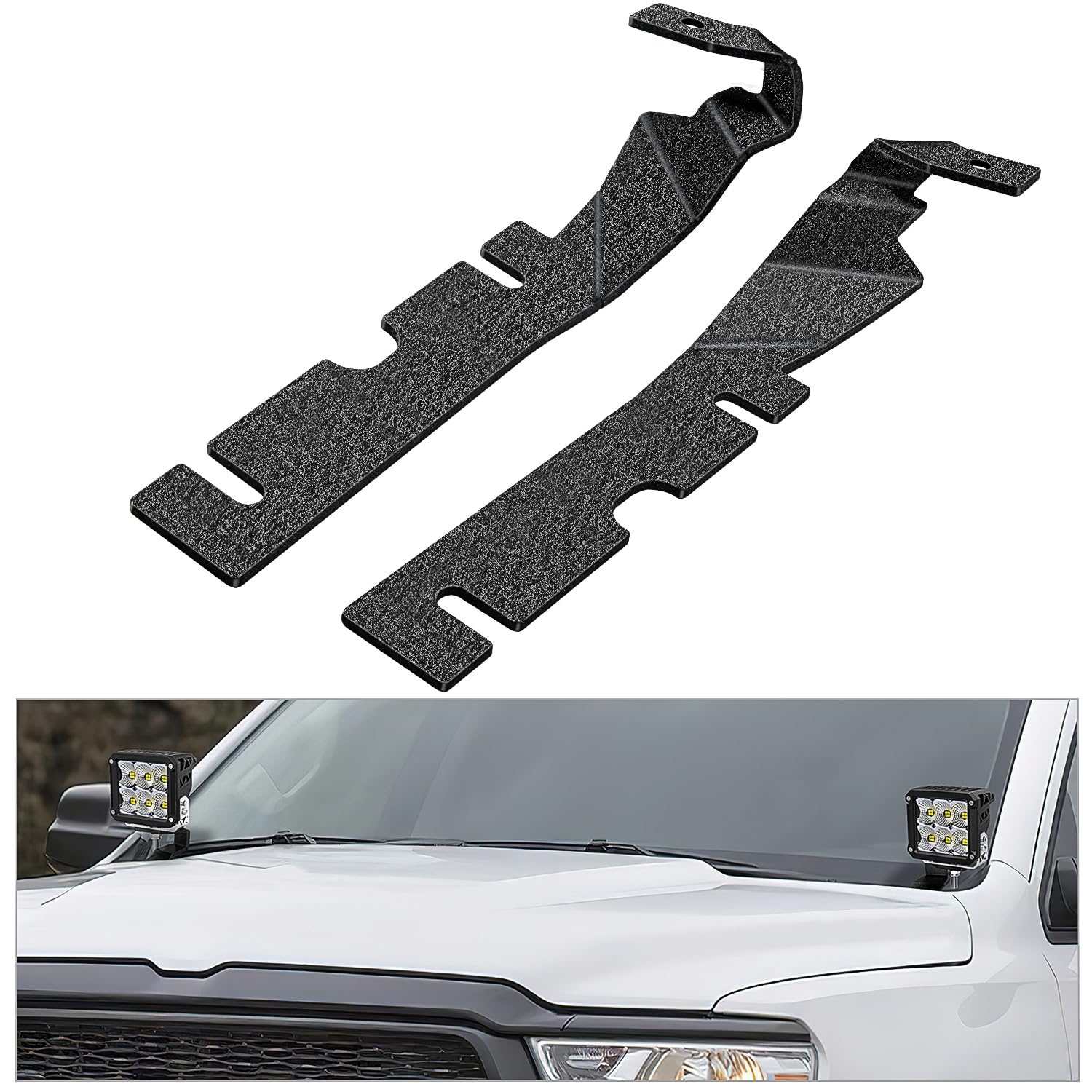 Nilight Ditch Light Brackets Hood Hinges Mount Brackets For Auxiliary Offroad Led Pod Light Work Light On 2009-2018 Dodge Ram 15