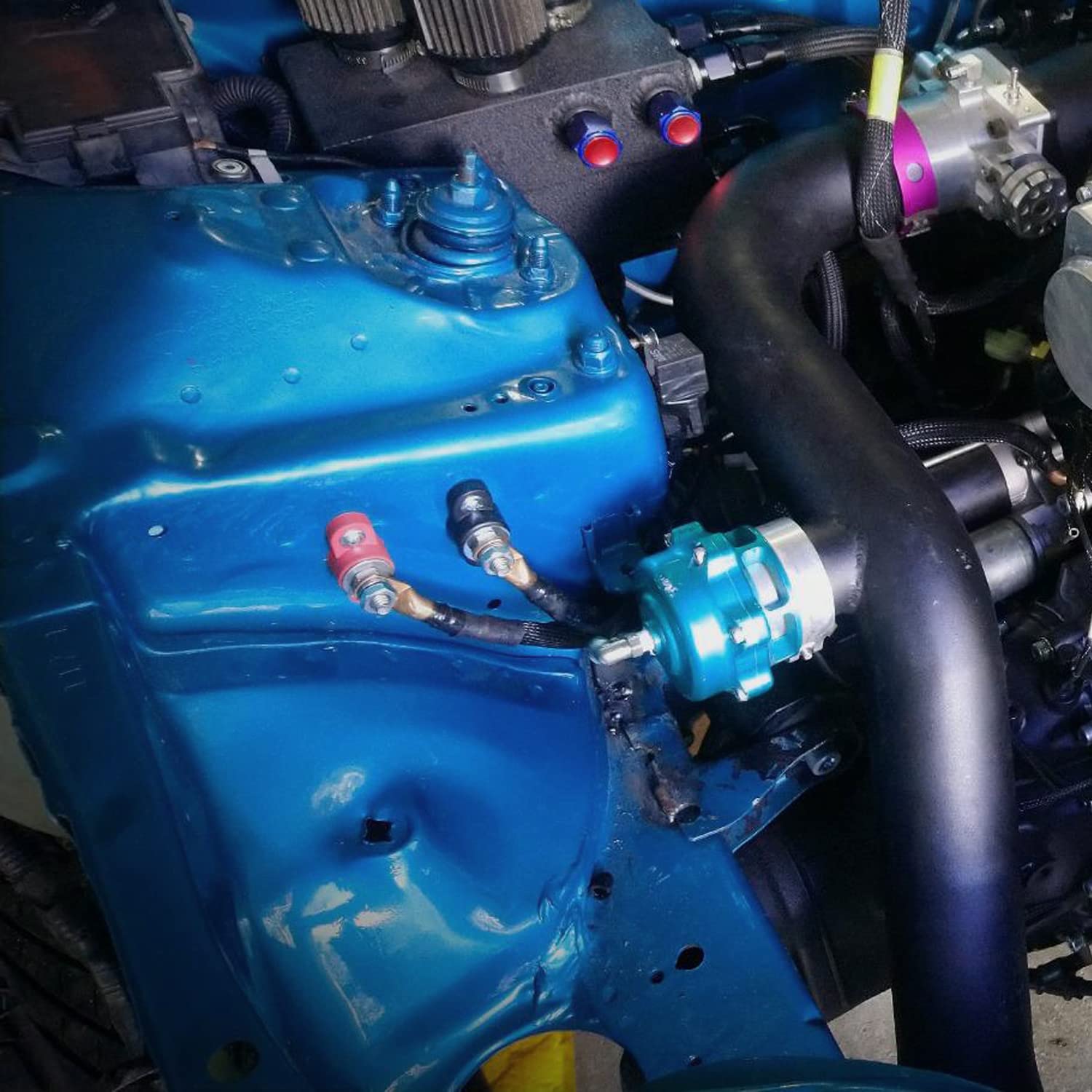 Ampper 3/8' Single Stud Battery Junction Posts Block, Heavy Duty Power And Ground Junction Block Power Distribution Studs Terminal Kit, Pack Of 2 (Red And Black)