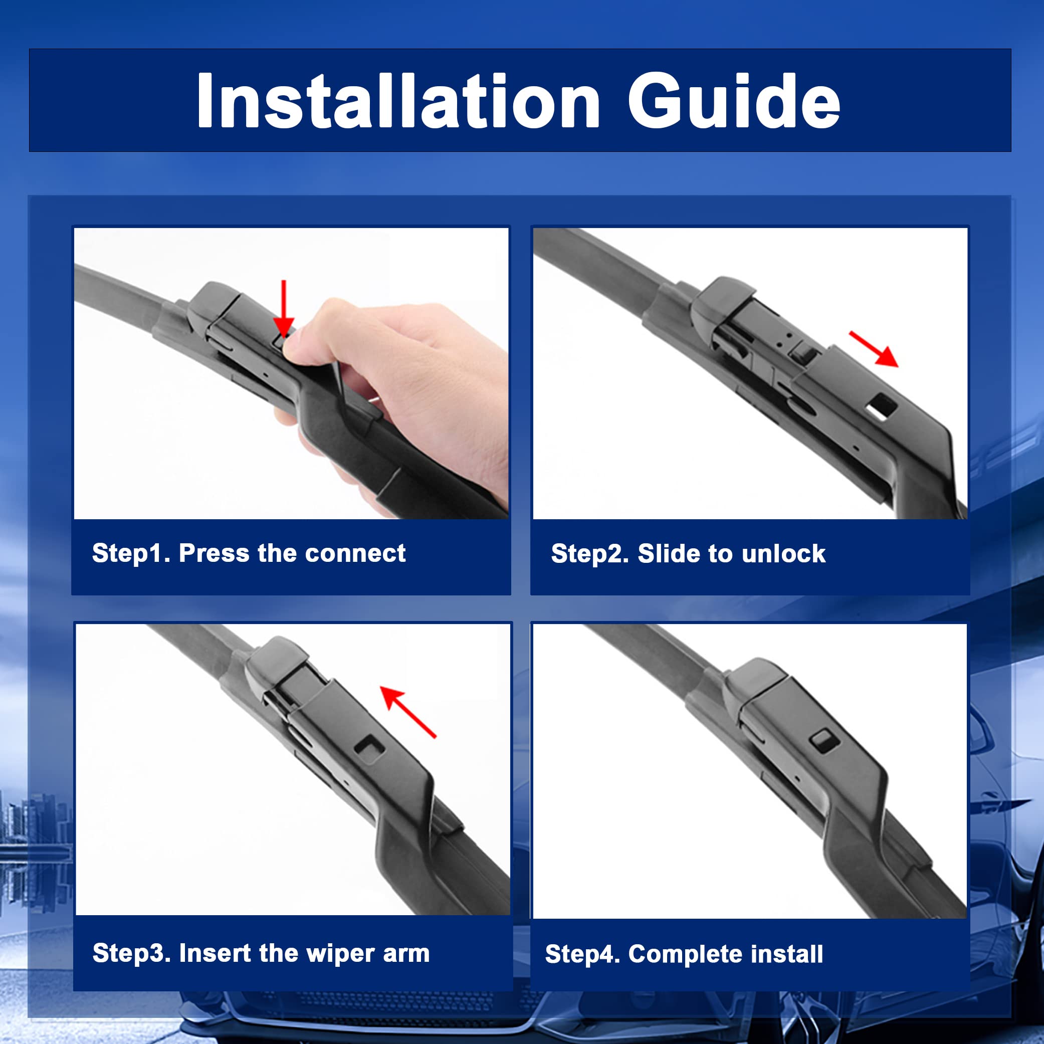Raintok Windshield Wiper Blades Replacement For Toyota Chr C-Hr 2018 2019 2020 2021 Original Factory Quality Front Rear Wipers B