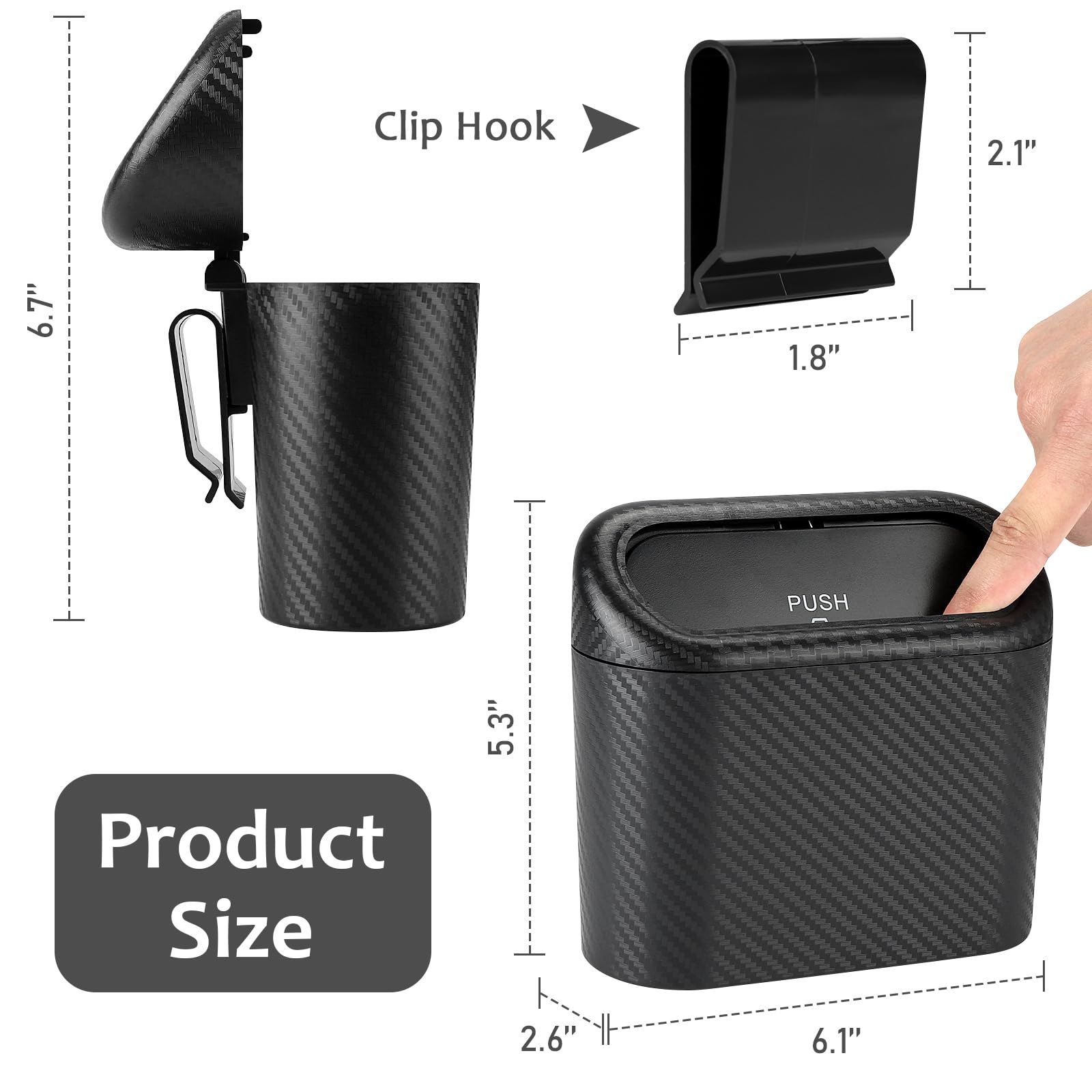 Accmor Car Trash Can With Lid, 2 Pack Mini Vehicle Trash Bin Car Dustbin Garbage Organizer Holder With Trash Bag, Small Hanging