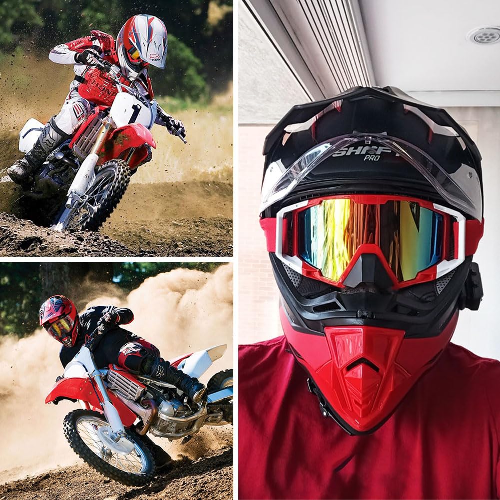 Xyop Atv Goggles Dirt Bike Goggles Motorcycle Motocross Goggles Wide Vision Glasses Bike Riding Goggles Ski Goggle Uv400 Anti-Fog Scratch Windproof Dustproof For Men Women Youth Kids Colorful Lens