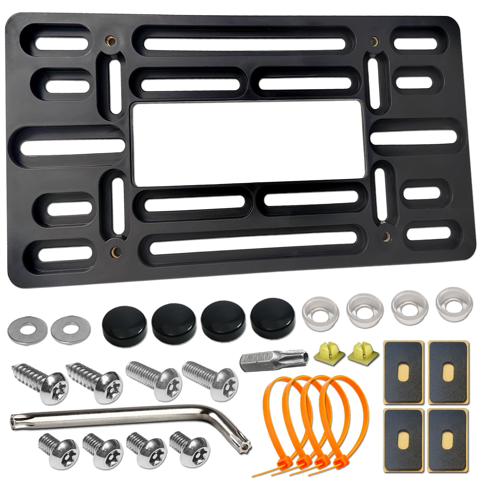 Aootf Front License Plate Bracket Holder- Front License Plate Mounting Kit For 2 Drill Holes Bumper, Universal Car Tag Adapter W