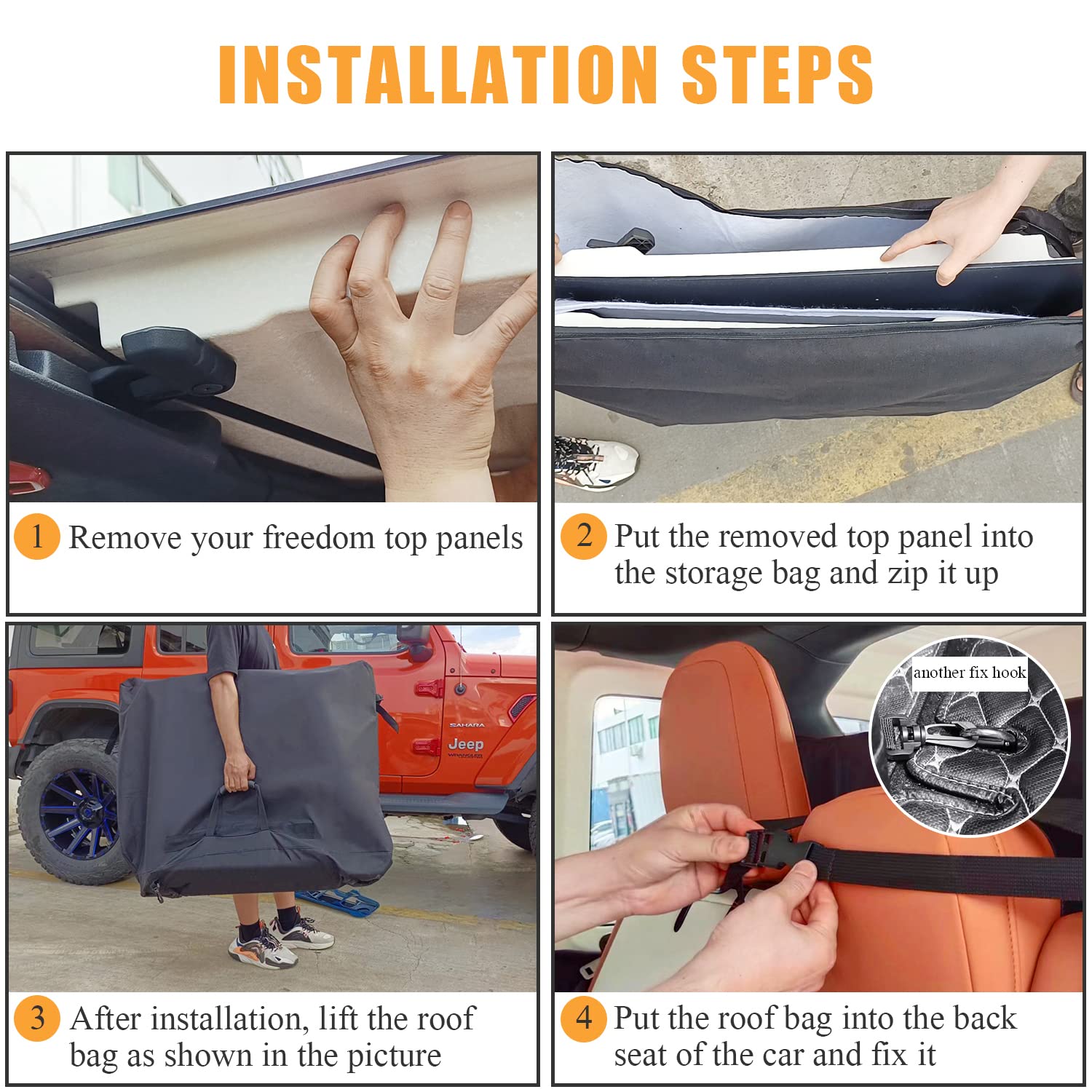 Mekar Freedom Panel Hard Top Storage Bag With Handle Compatible With 2007-2022 Jeep Wrangler Jk Jku Jl Jlu Sports Sahara Freedom