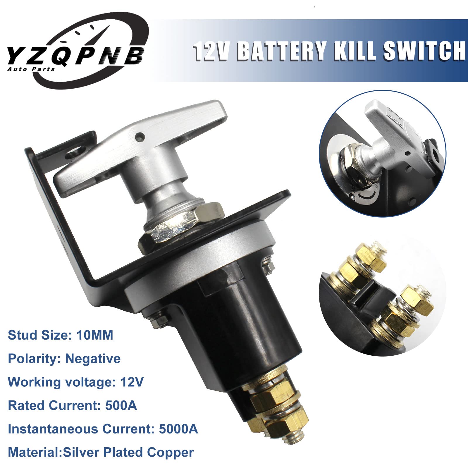 Yzqpnb Battery Disconnect Switch With Lockout Plate Fits Negative Battery Doctor Replace 20247, 500A 12V-36V Master Battery Kill
