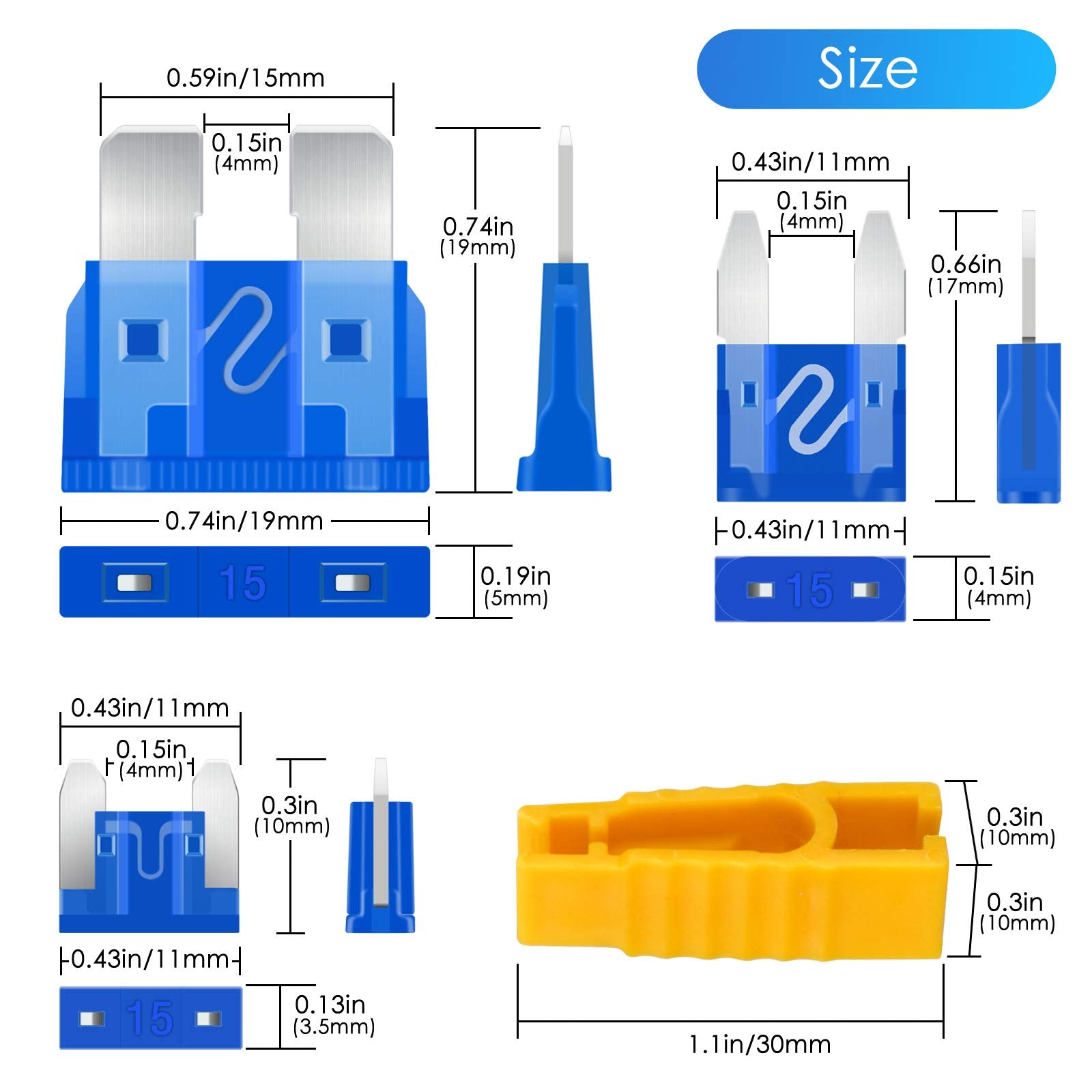 Pacetap 330 Pcs Car Fuses Assortment Kit Include Standard & Small & Mini Size(2A/3A/5A/7.5A/10A/15A/20A/25A/30A/35A/40A), Car Bl