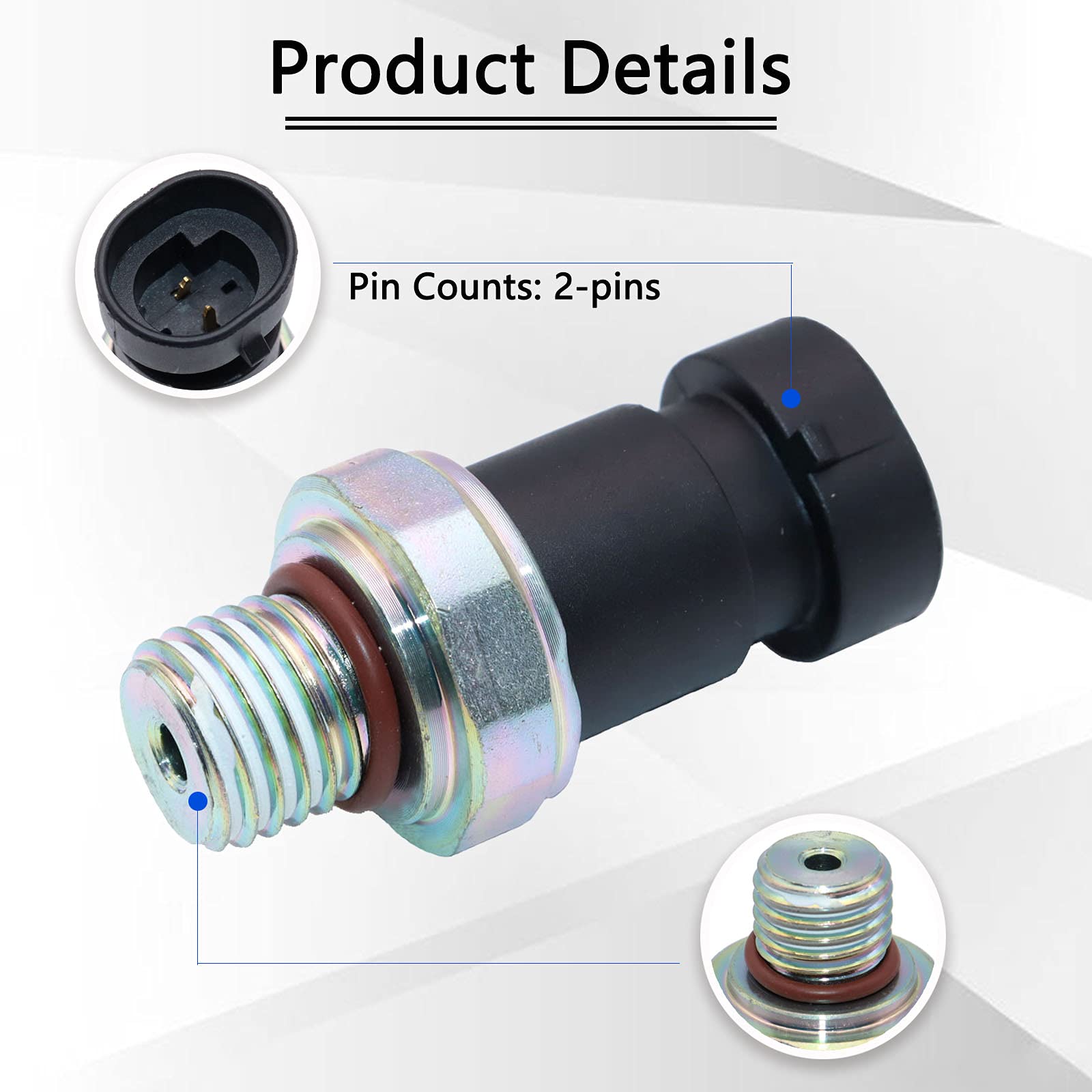 KEJSTED Oil Pressure Sensor Switch D1843A Compatible with Chevy GMC Buick Cadillac Silver Unit 12635957 12570964