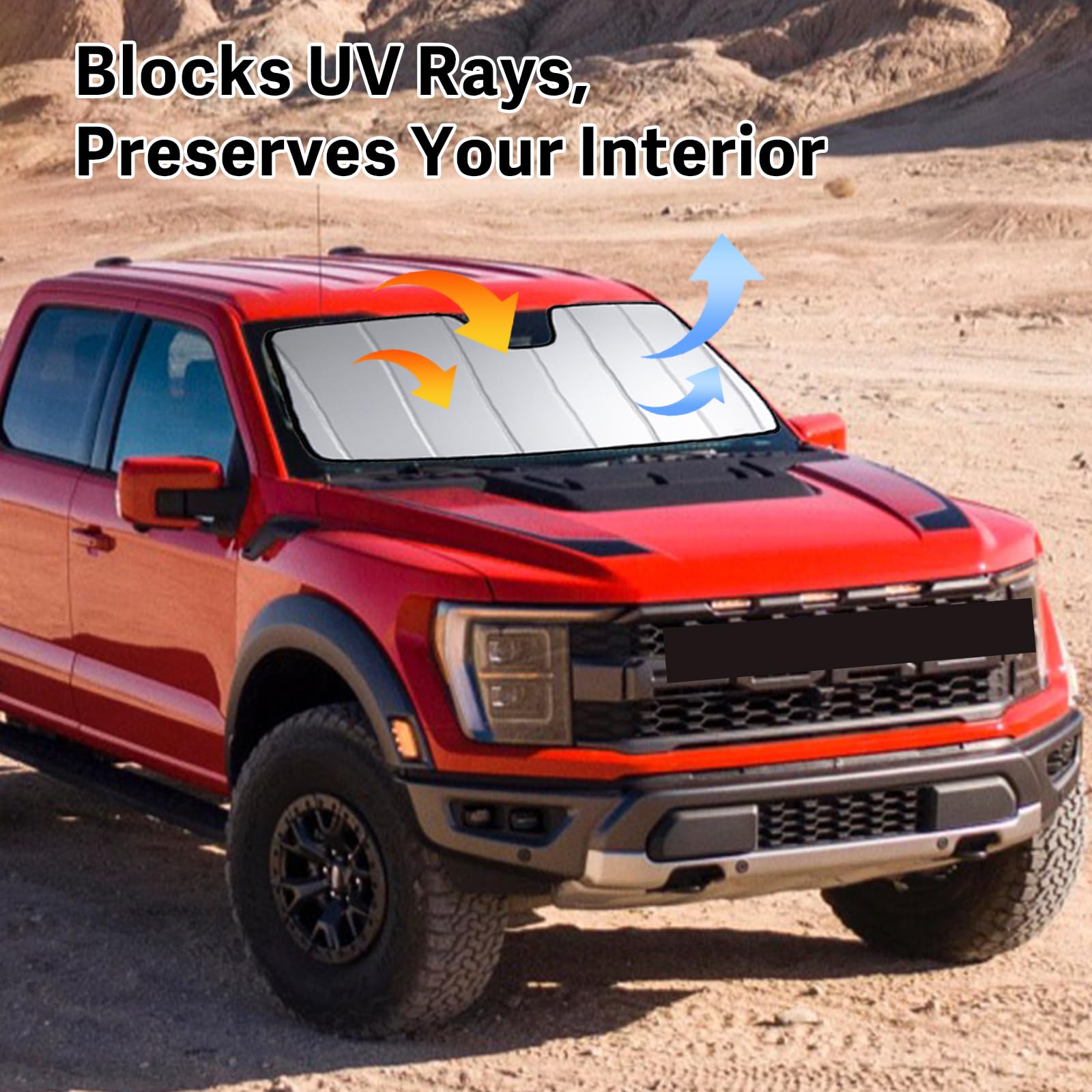 Automost 2021-2025 F150 Windshield Sun Shade for Ford F-150 2021 2022 2023 2024 2025 (Lariat, King Ranch, Platinum, XL XLT Limit