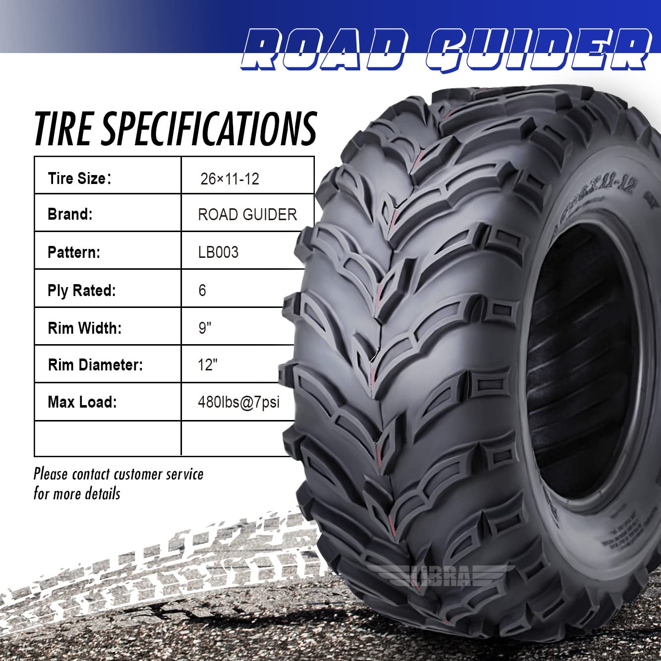 Roadguider 2 New Atv/Utv Tires 26X11-12 26X11X12 6Pr 10276