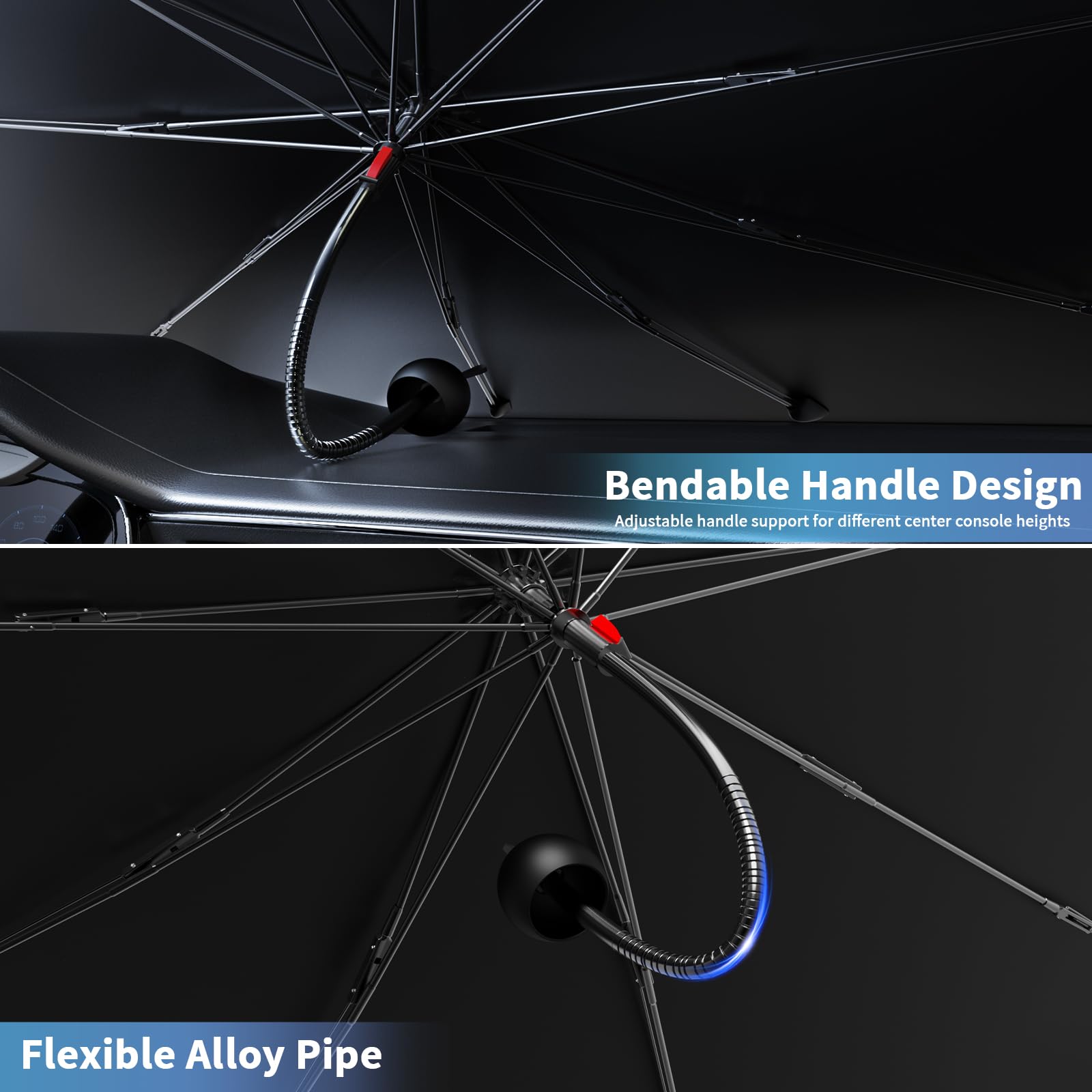 7F Car Sun Shade Umbrella, Protect from Sun Rays and Protect Interior, Sunshade for Car Windshield, Bendable Handle Windshield C