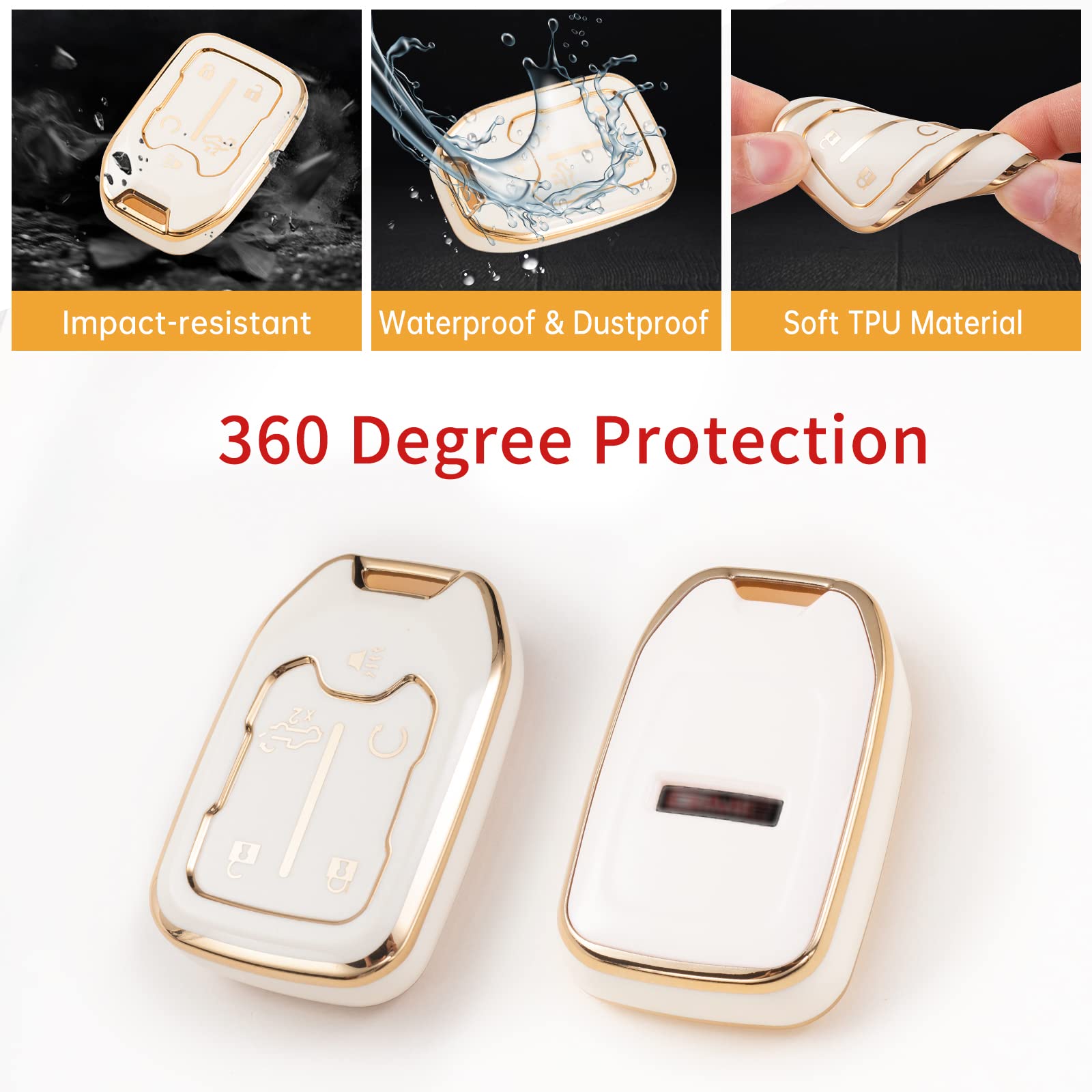 Gematay For Gmc Key Fob Cover, Key Case Compatible With 2019 2020 2021 2022 Chevy Silverado Gmc Sierra 1500 2500Hd 3500Hd Terrai