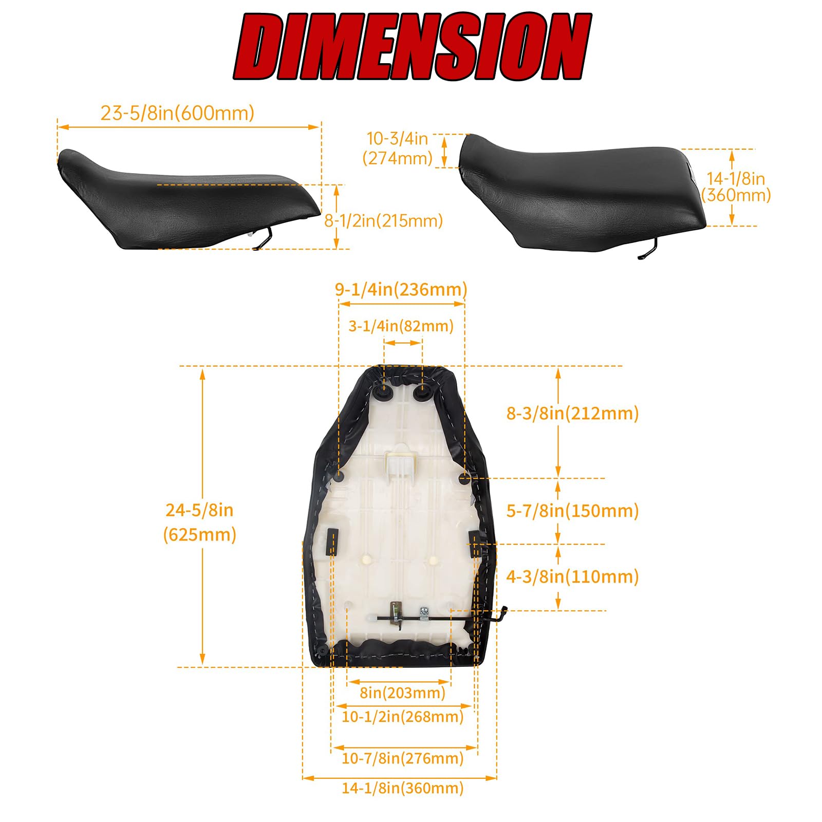 Hecasa Atv Complete Seat Set New Compatible With 1988-2000 Honda Trx300 Trx 300 Fw Fourtrax 4X4 Comfy Sturdy