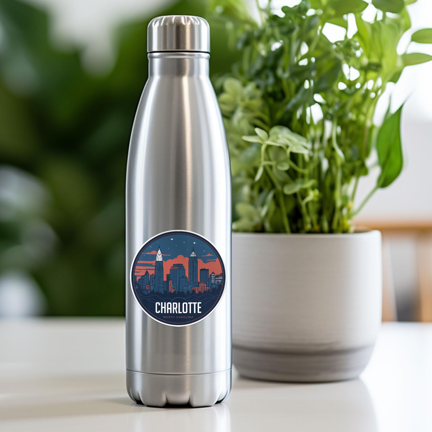 Charlotte City Sticker - Waterproof Vinyl Decal for Car Bumper, Laptop, Water Bottle, Wall, and Window, Size - 3'' Longer Side