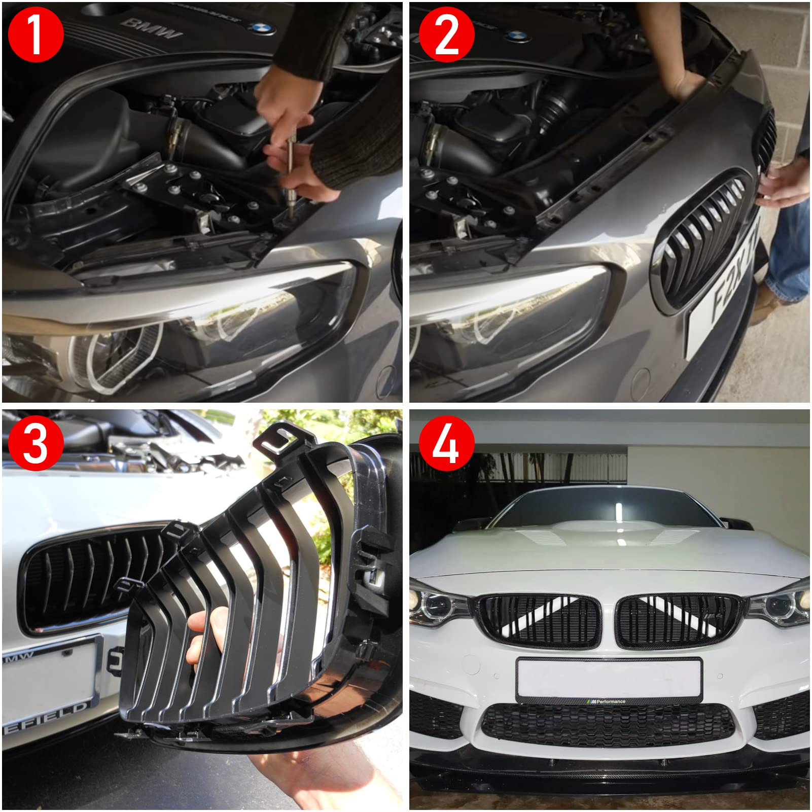 Jaronx Compatible with BMW V Brace Cover, Front Grill Inserts V Bar Brace Trim Covers Compatible with BMW for 1'F20 F21/2'F22 F2