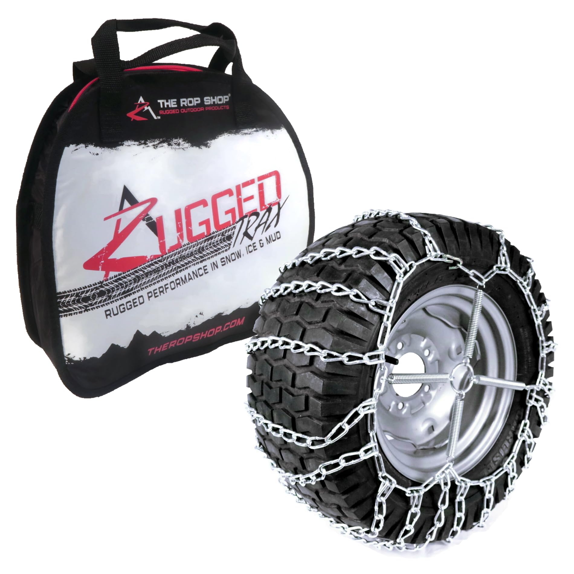 The Rop Shop | Pair Of 2 Link Tire Chains & Tensioners 15X5X6 For Snow Blowers, Lawn & Garden Tractors, Mowers & Riders, Utv, At