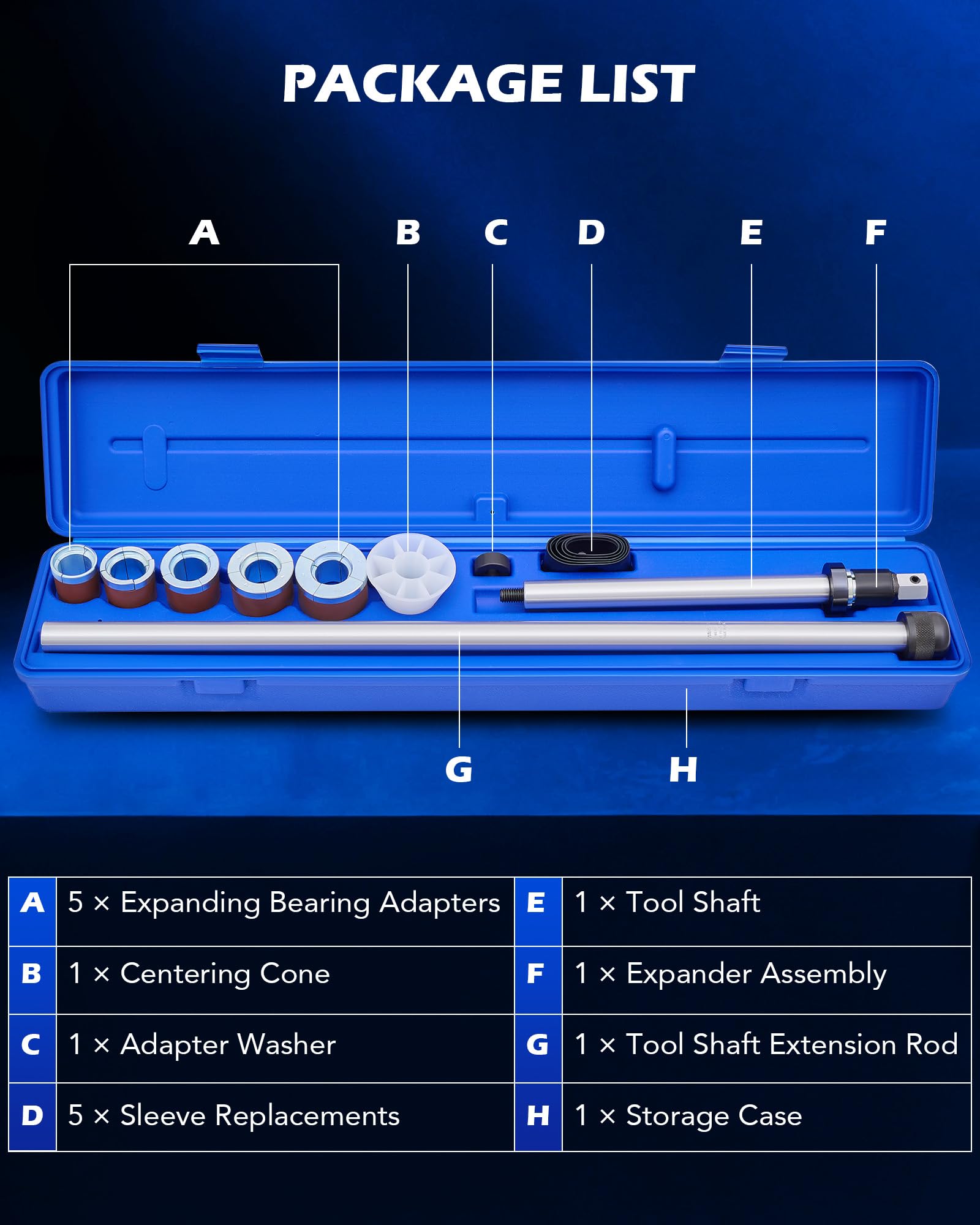 Orion Motor Tech Cam Bearing Removal And Installation Tool Set | Complete Camshaft Bearing Tool Kit With 1-1/8 To 2-2/3 Inch Ada
