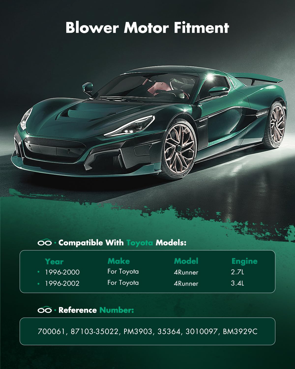 Scitoo 700061 Front Hvac Blower Motor With Fan Cage For Toyota For 4Runner L4 2.7L 1996 1997 1998 1999 2000,For Toyota For 4Runn