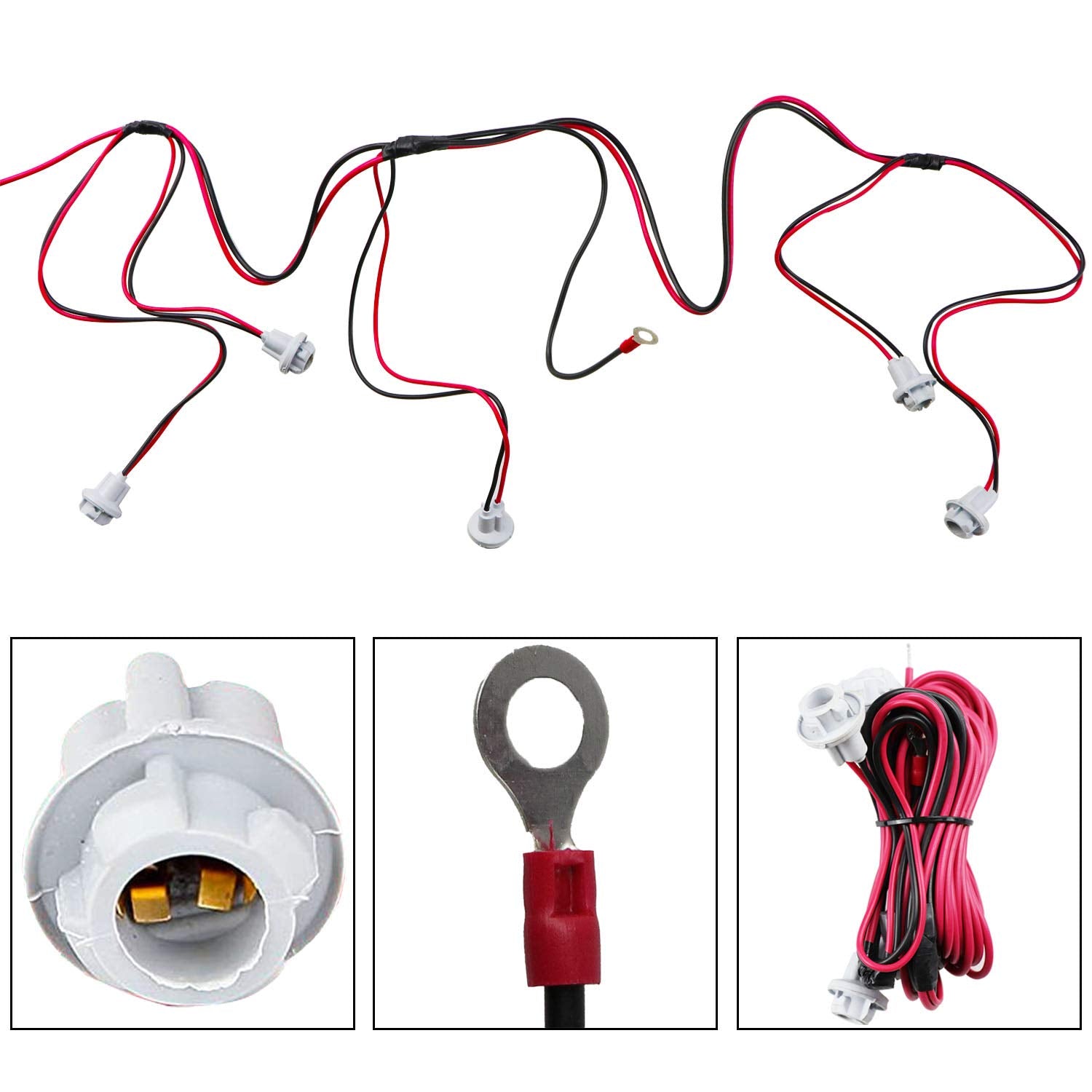 T10 W5W 194 Led Bulbs Sockets Pre-Wired Connector Wiring Wire Harness For Cab Marker Lights (Pack Of 5)