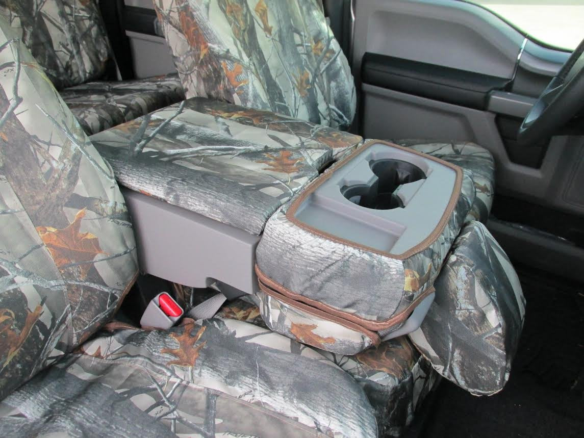 Durafit Seat Covers Made to fit, FD81 DS1 C 2016-2019 F250/F550 Camo Endura and for 2015-2019 Ford F150 Super Crew Front and Rear Seat Cover Set.