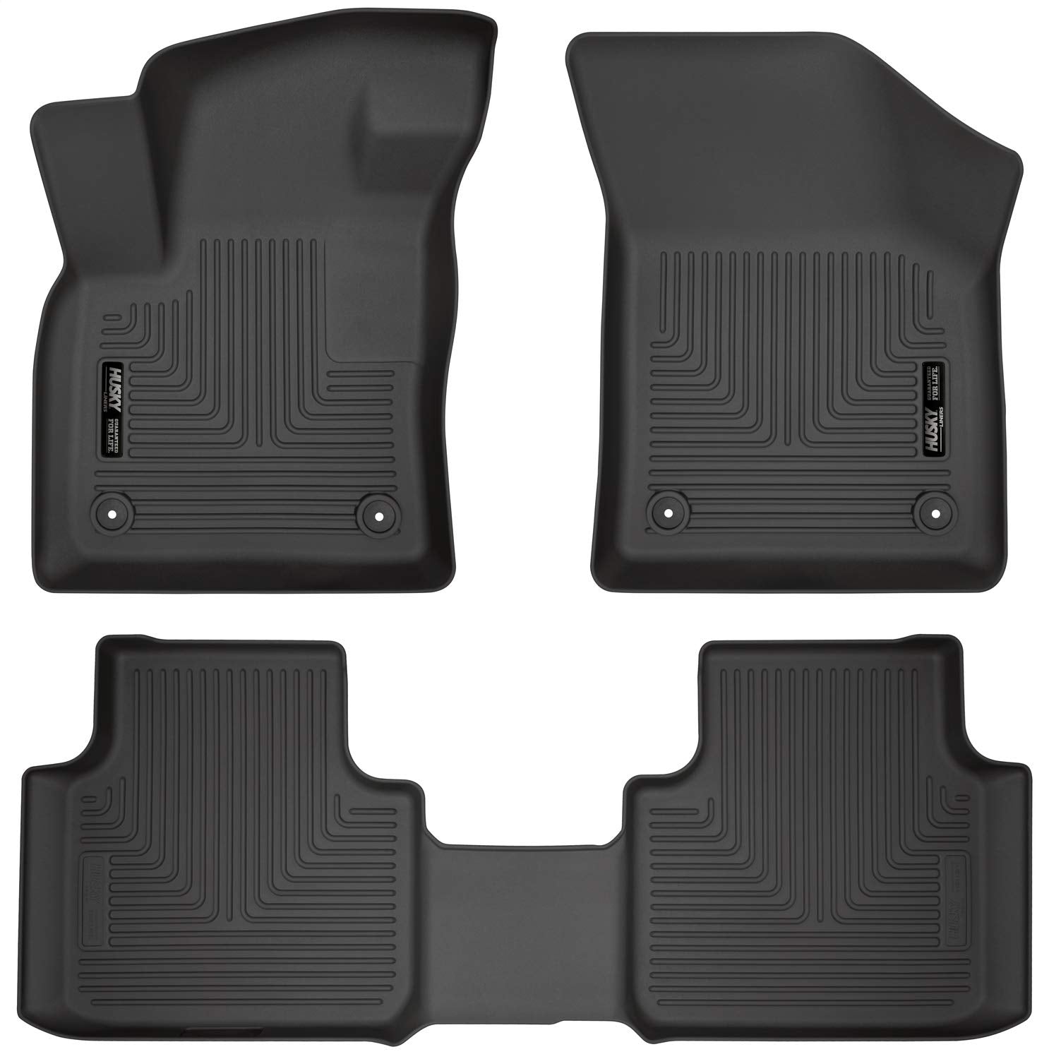 Husky Liners Weatherbeater Floor Mats | Fits 2018-2025 Volkswagen Atlas; 2020-2025 Volkswagen Atlas Cross Sport | Front & 2Nd Row, 3-Pc Black - 95661