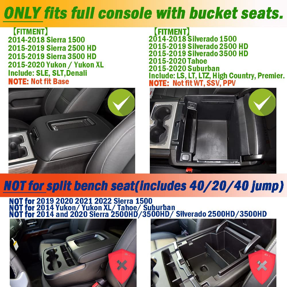 Tacobro Center Console Organizer Compatible With 2014-2018 Gmc Sierra 1500 /Chevy Silverado 1500 Accessories 2015-2020 Yukon Xl/