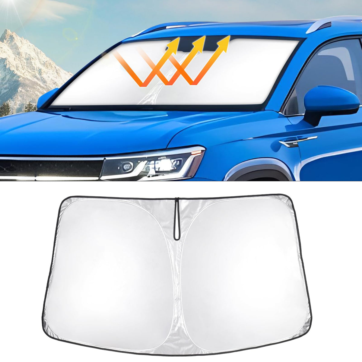 T Tgbros Windshield Sun Shade For Volkswagen Taos 2022-2024 2025 Front Window Sun Shade Foldable Sun Shield Sun Visor Cover Bloc