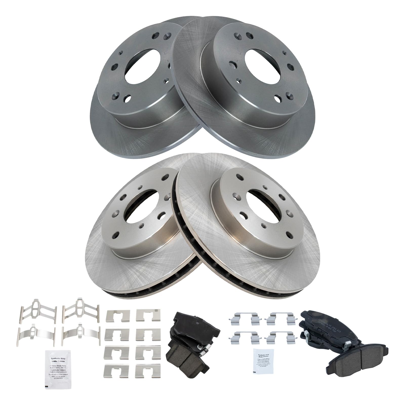 Trq Front And Rear Brake Pad & Rotor Kit Brake Pads Brake Rotor Ceramic Compatible With 1998-1999 Acura Cl 1998-2002 Honda Accor