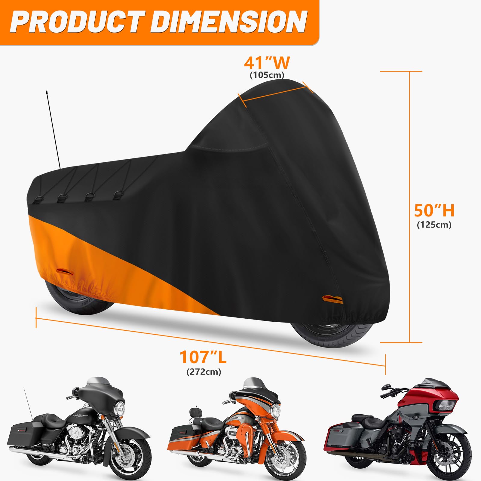 Autolion Waterproof Motorcycle Cover For Touring Models Harley Davidson Road King Road Glide Street Glide Electra Glide Low Ride