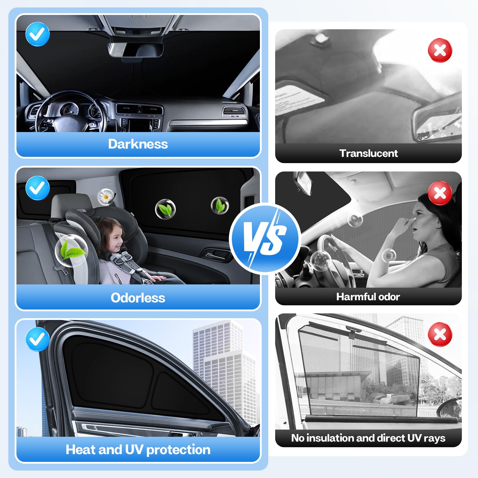 T TGBROS Car Window Shades for Chevrolet Blazer EV 2024 2025 Windshield Side Rear Window Full Set Window Shades Privacy for Blaz