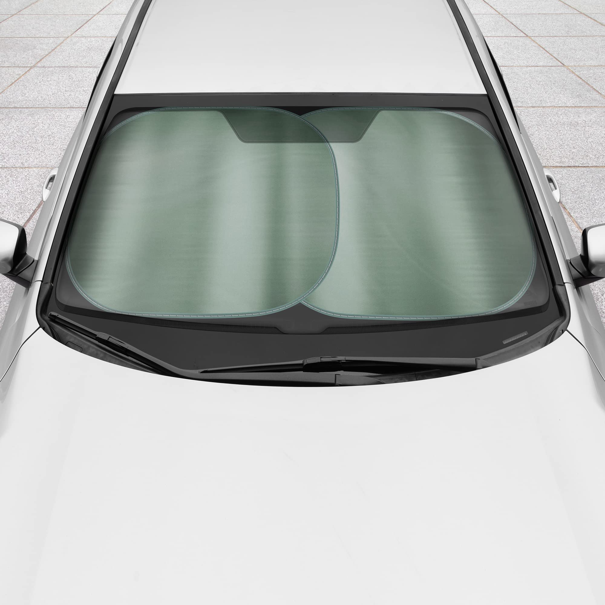 BDK 2PC Metallic Charcoal Gray Car Window Sun Shade Auto Shade for Windshield Visor, Block UV Reflect Heat to Keep Your Car SUV