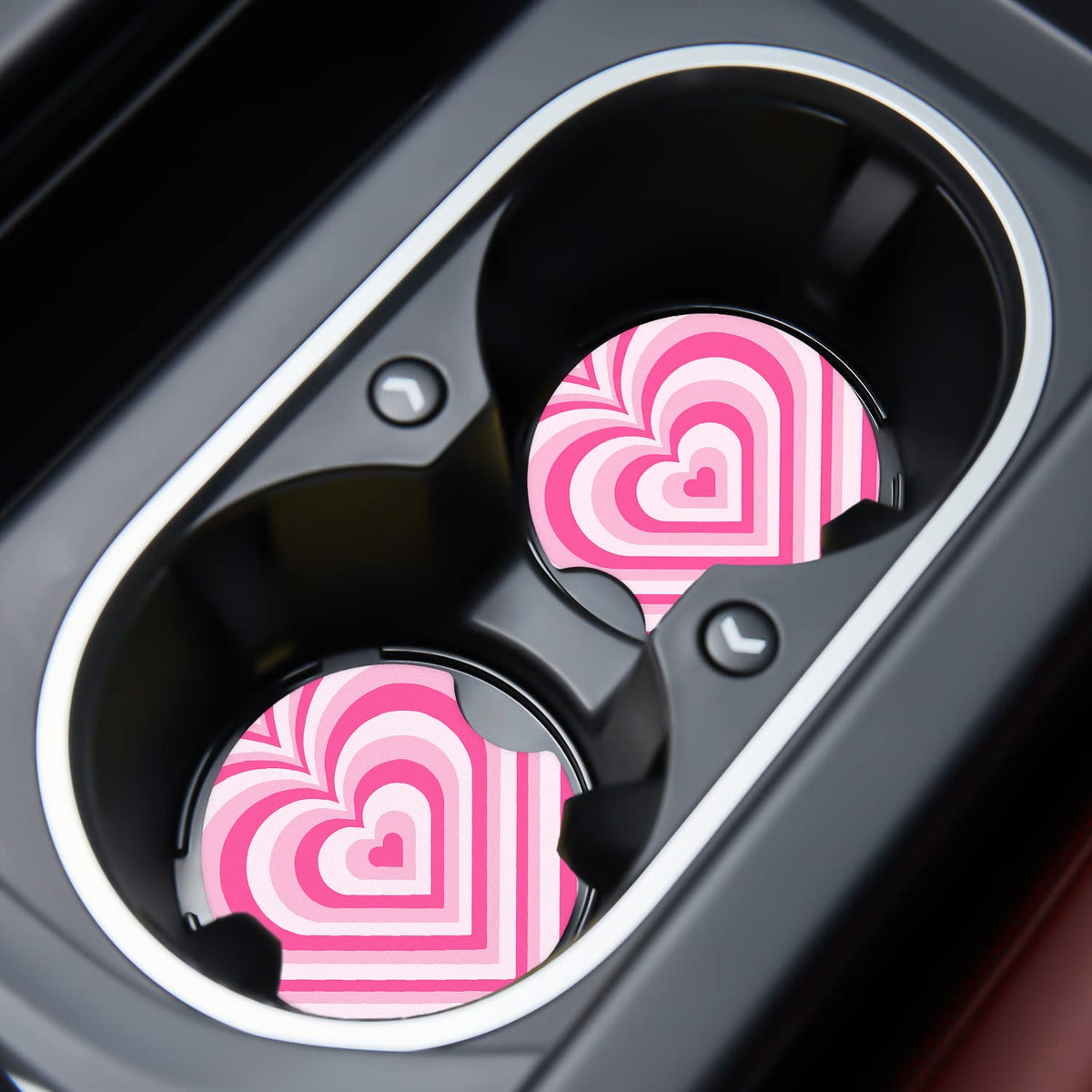 Jupswan Car Cupholder Coaster Absorbent 2 Pack Love Heart Coffee Latte Rubber New Automotive Cup Holder Decal Decor Accessories