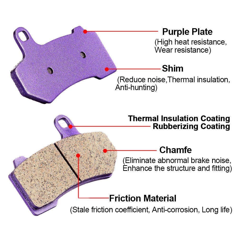 Eccpp Brake Pads For Flhtcu Ultra Classic Electra Glide 2008-2022, Flhr Road King Flhx Street Glide 2008-2022, Front And Rear Braking Pads Kits Set