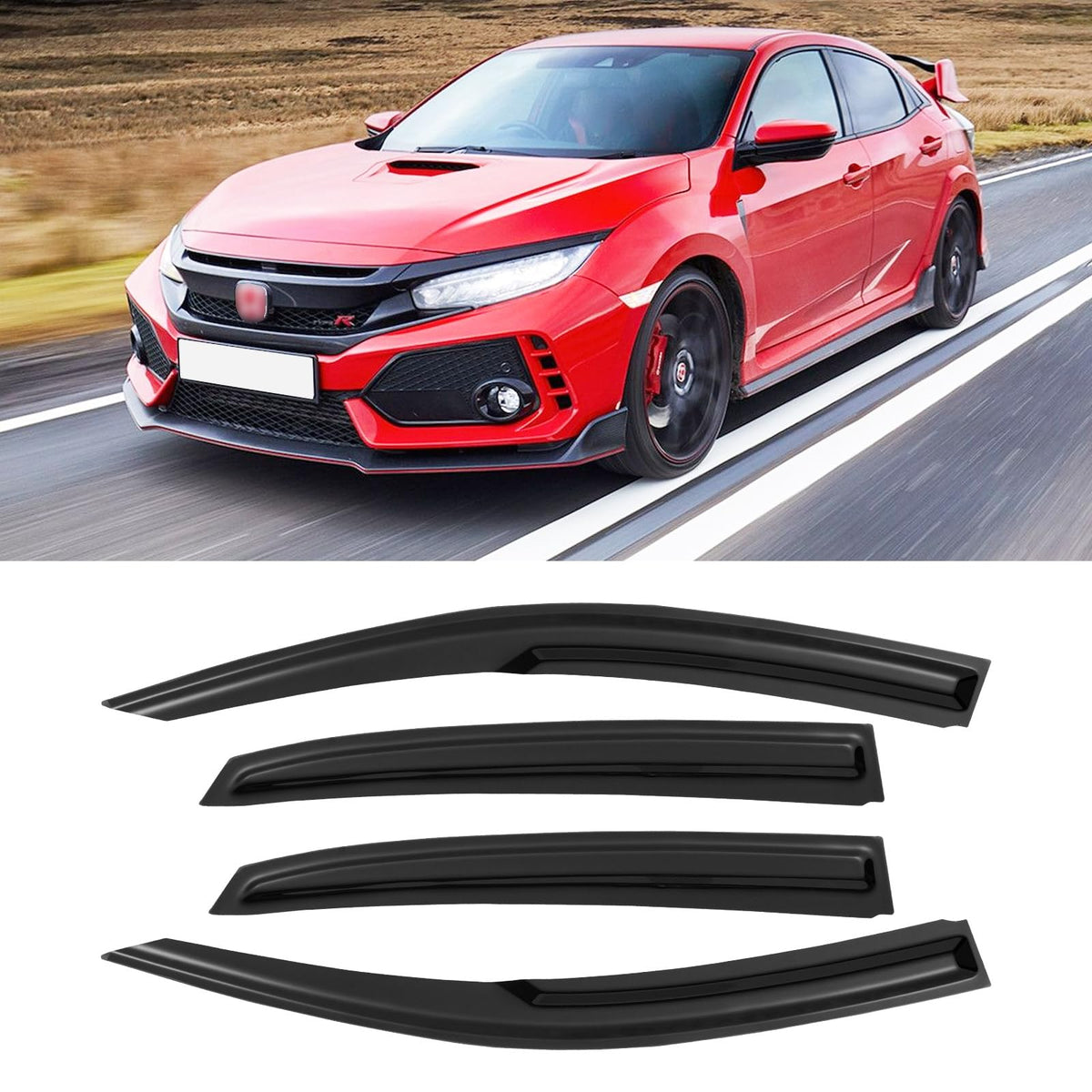 Window Rain Guards for 2016-2021 Honda Civic Hatchback (Not for Sedan),Window Visor Guard Vent Wind Shade Deflector Rain Shield 