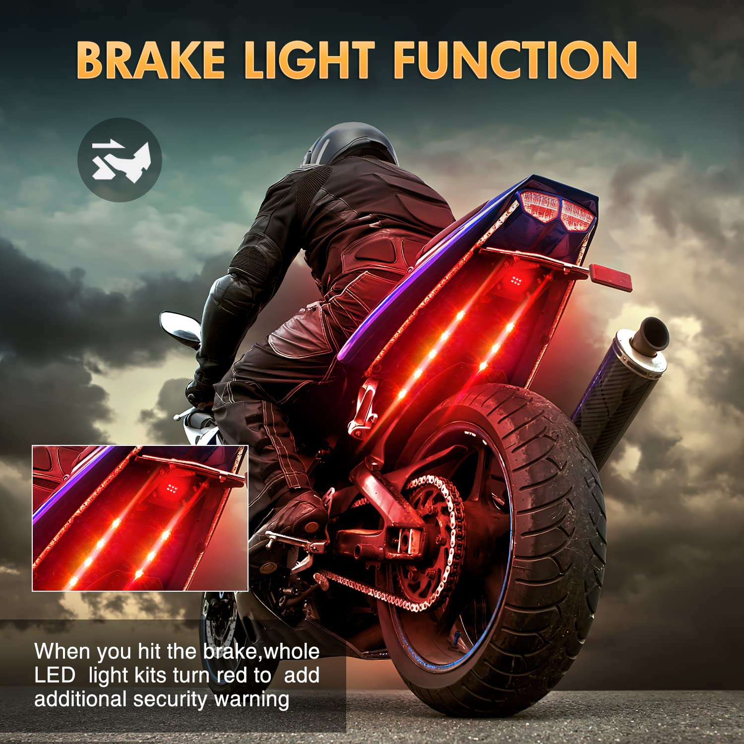 Nilight 8Pcs Motorcycle Rgb Led Strip Lights Kit Multi-Color Neon Waterproof Atmosphere Lights With Rf Wireless Smart Remote Con