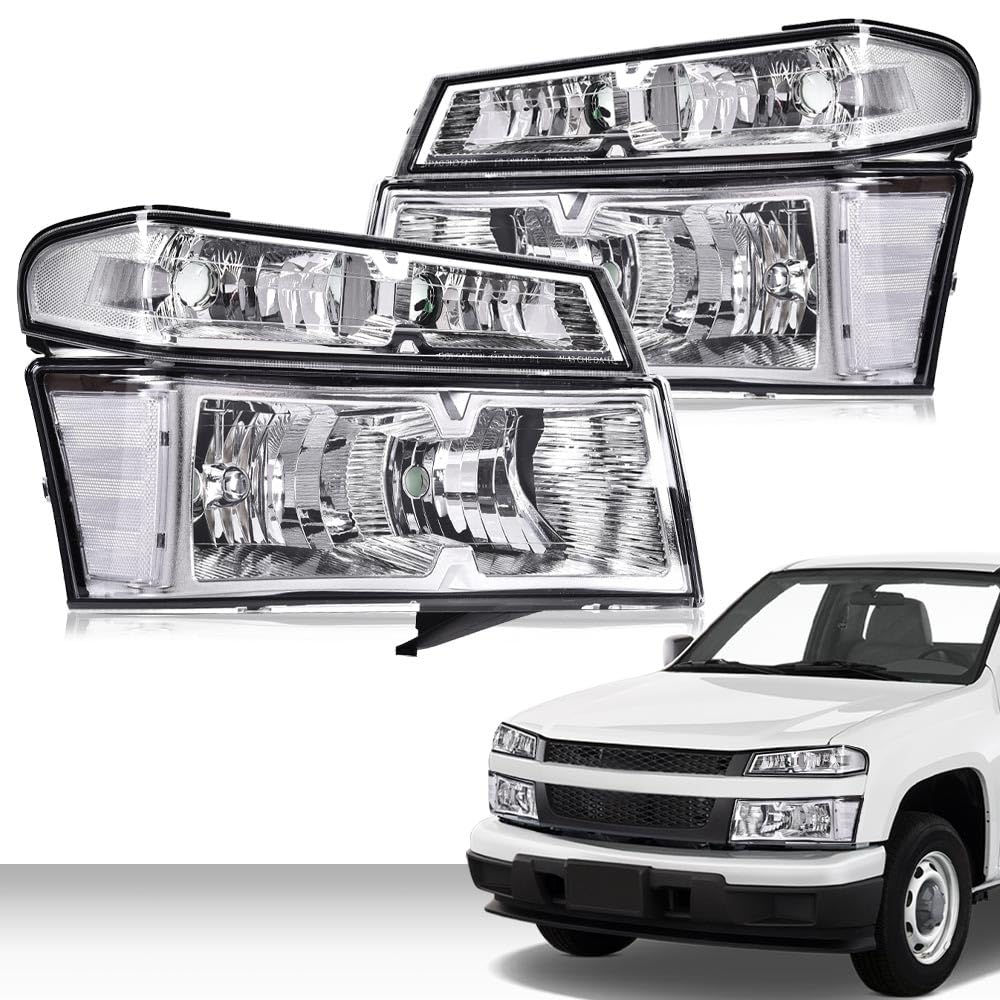 Cheda Front Headlights Assembly Headlamp Compatible With 2004-2012 Gmc Canyon/Chevy Colorado Headlights Assembly Bumper Lights(C