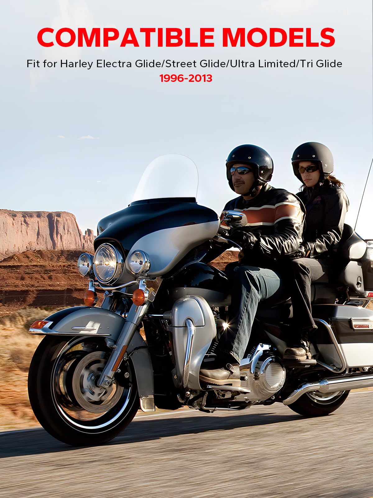 Amazicha Clear 13' Windshield Round Windscreen Wind Splitter Wind Deflector Compatible For 1996-2013 Harley Davidson Touring Electra Glide Ultra Classic Street Glide Ultra Limited Tri Glide Flht Flhx