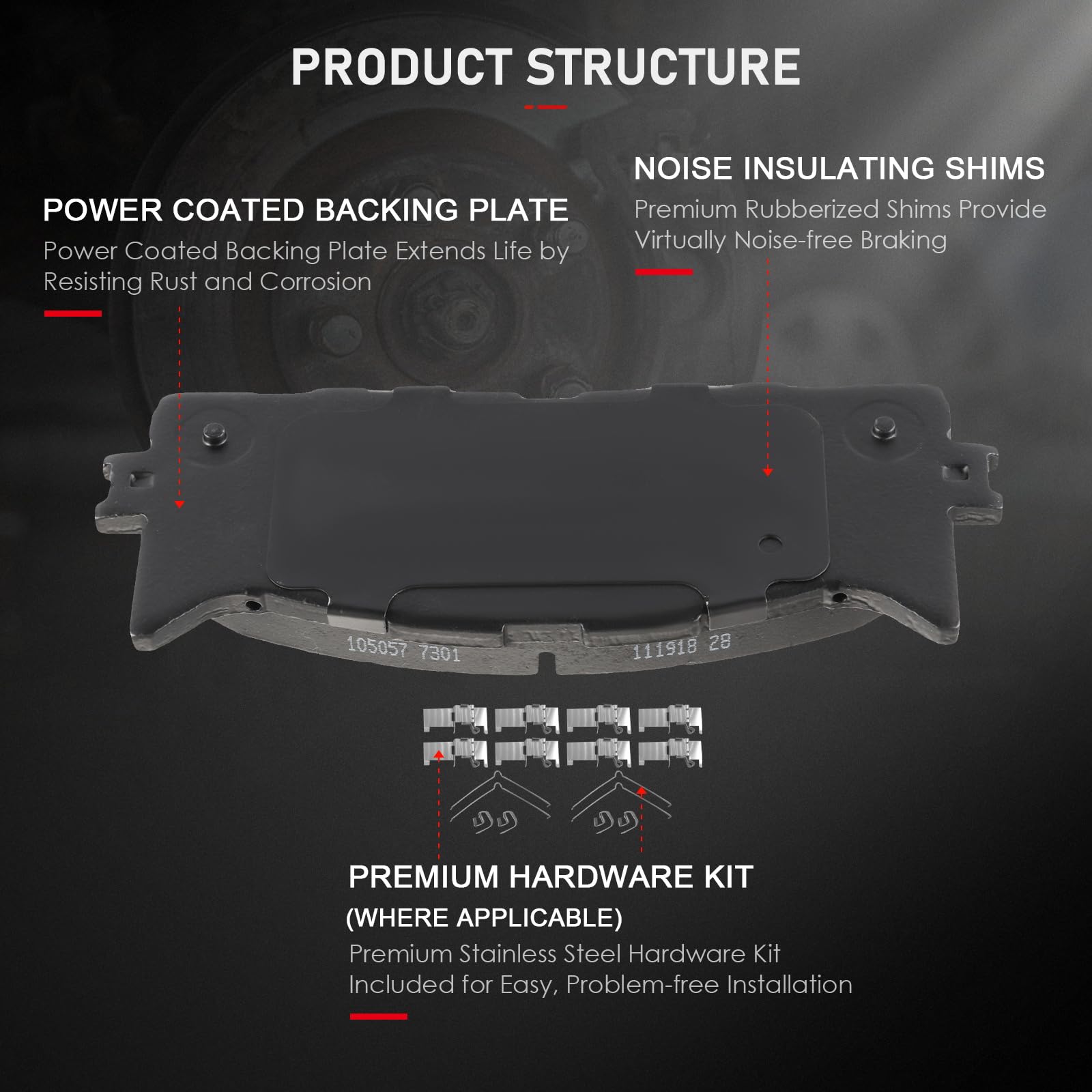 Cciyu D1293 D1212 Front & Rear Professional Ceramic Brake Pads Set Fit For 2013-2018 For Lexus Es300H 2007-2018 For Lexus Es350