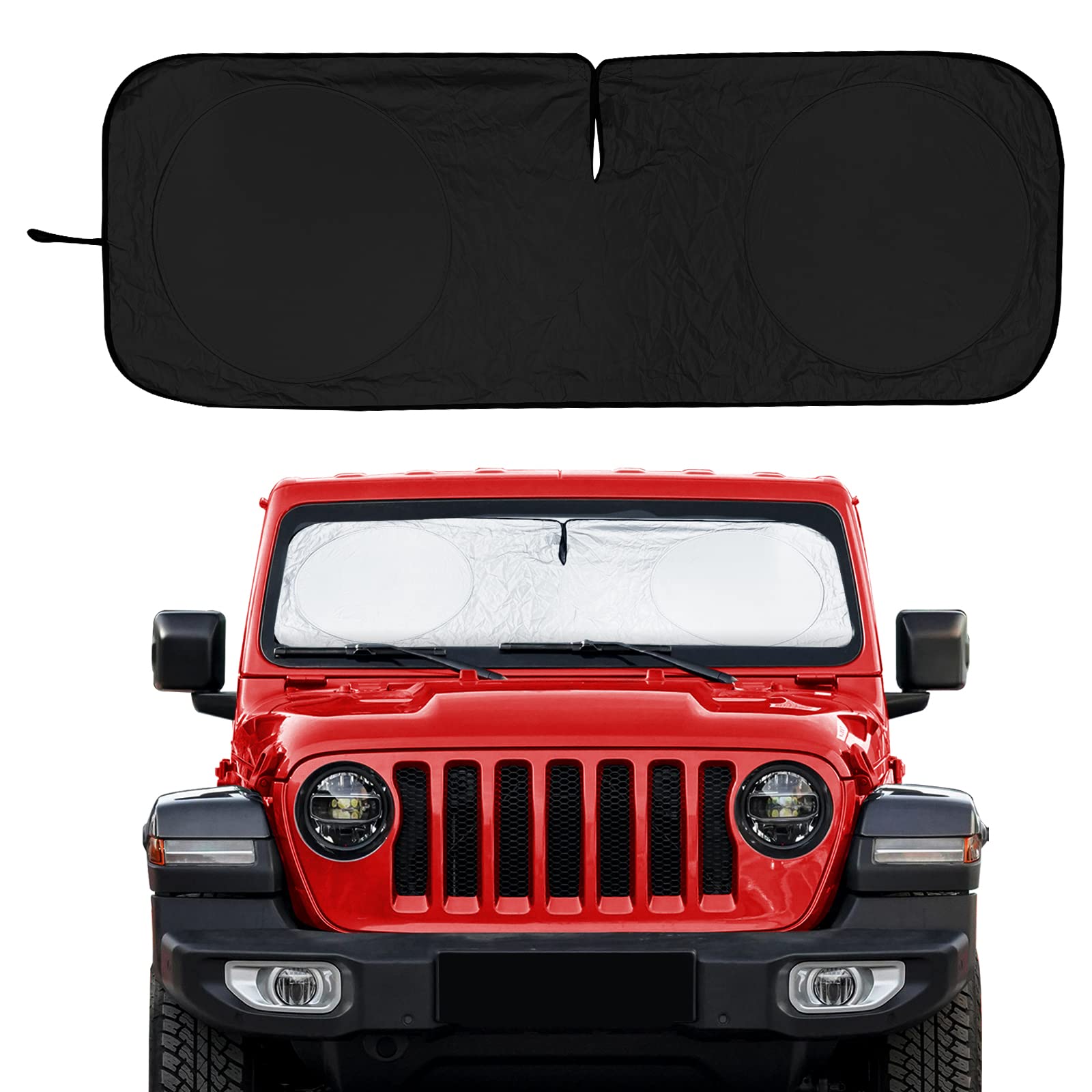 Sunshade For Jeep Wrangler Jk Jku Jl Jlu 2022 2023 2024 Accessories Front Window Shades Cover Protector 210T Reflective Blocks U