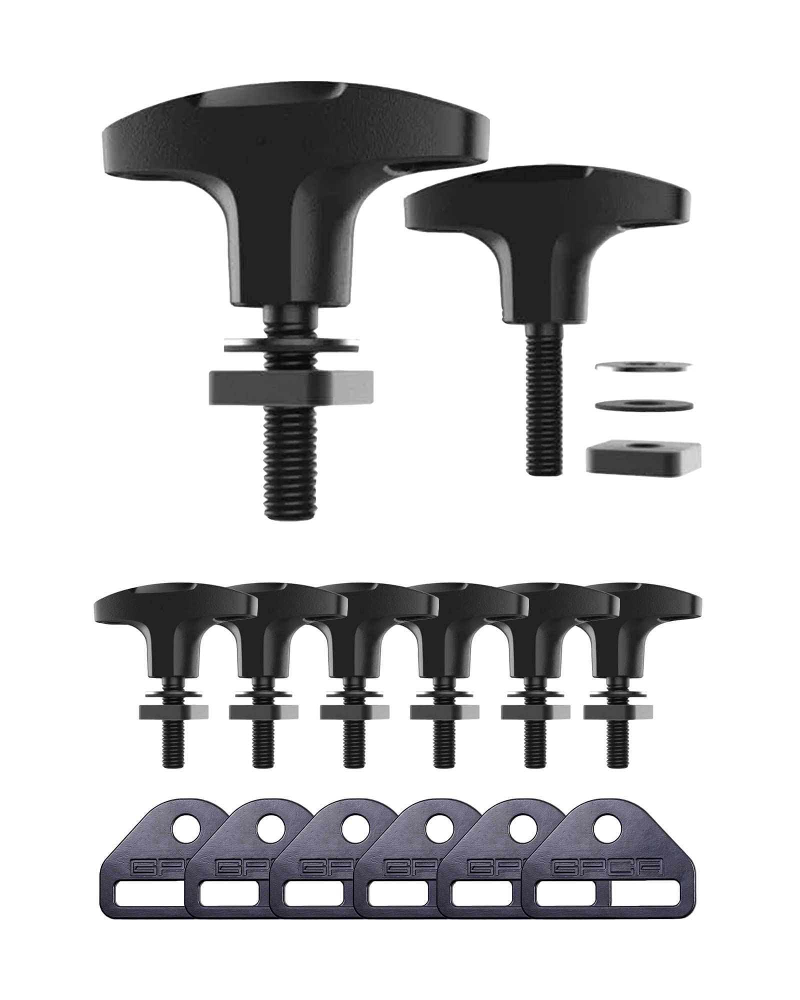 Gpca - Quick-Release Tie Down Anchor And D-Plate Set, For Fast Jeep Top Removal Lift, Truck Tie Downs, Jeep Wrangler Accessories For 4Xe, Jl, Jk & Hard Top Models, With Screw Nuts, Patented, 6 Packs